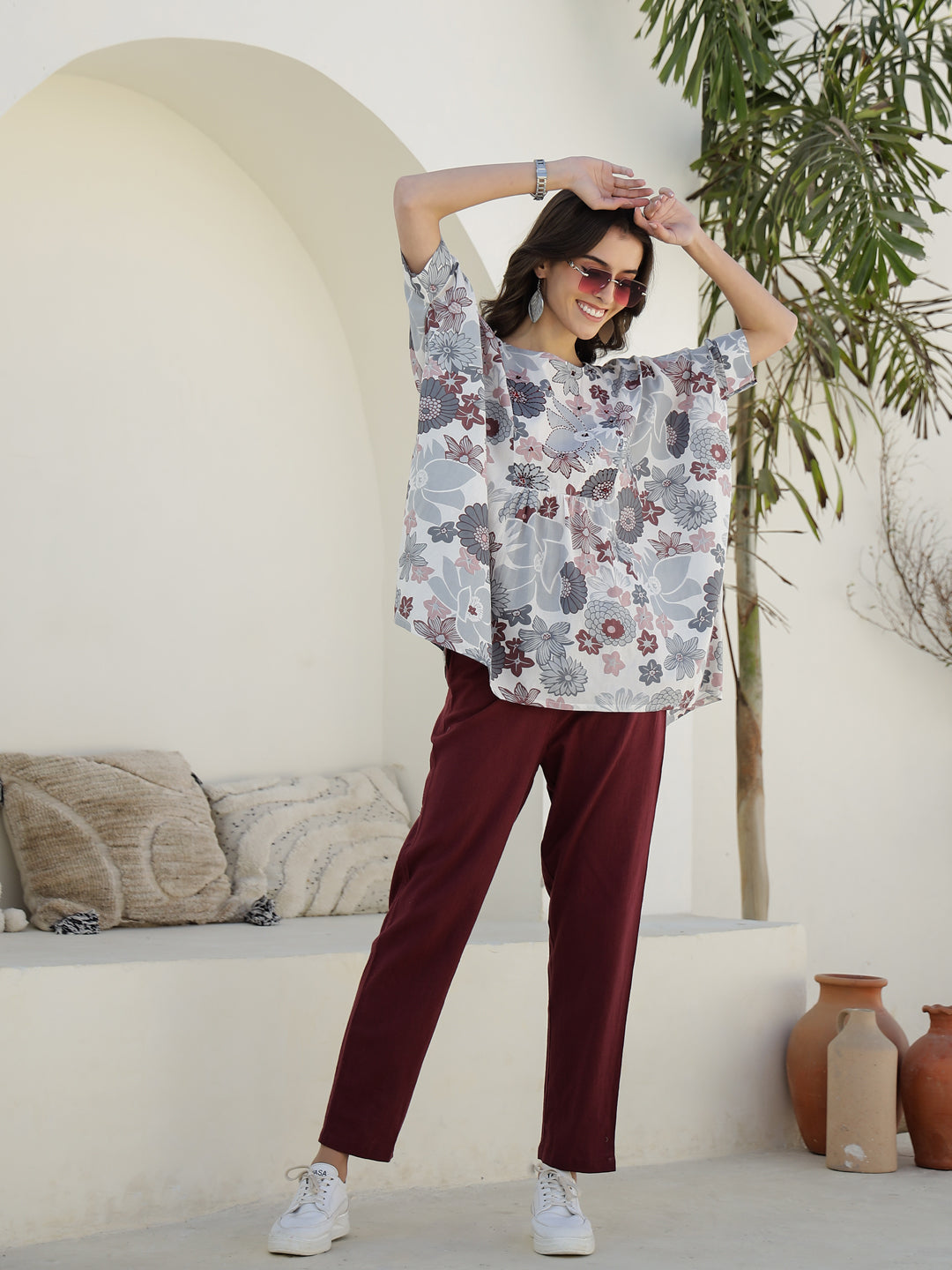 Round Neck Floral Printed Co-Ords Set