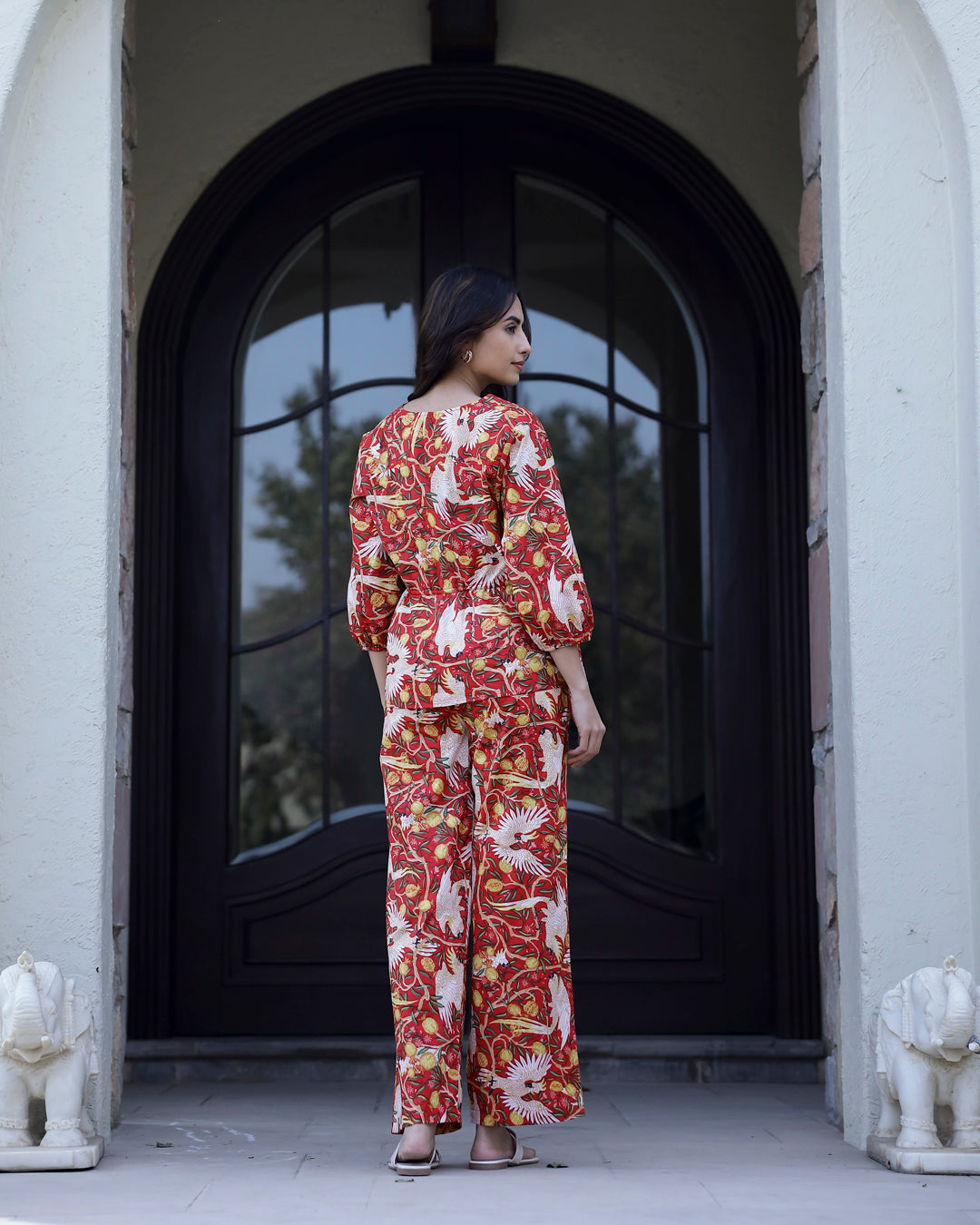 Red Pure Cotton Night Suit Set