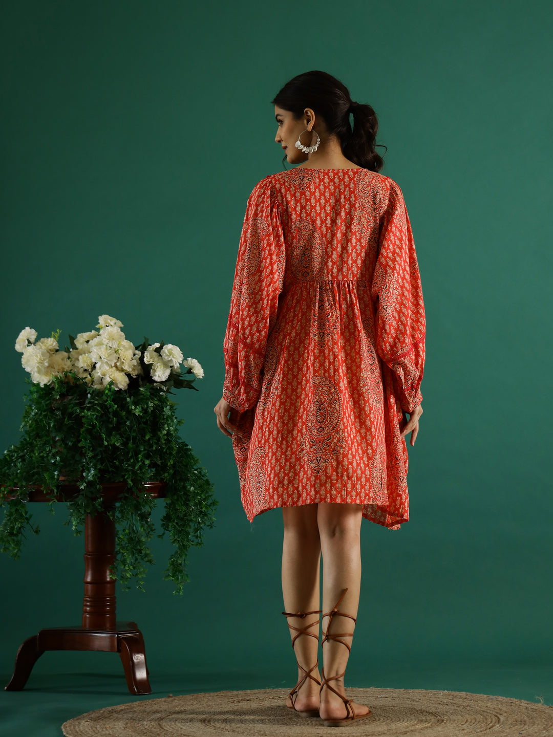 Orange Printed Dress For Women