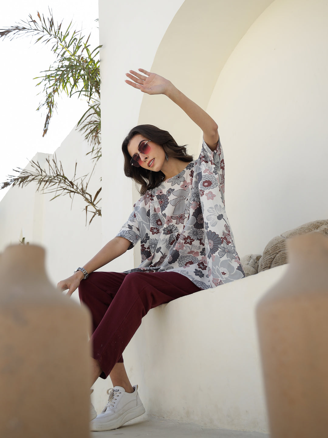 Round Neck Floral Printed Co-ords Set