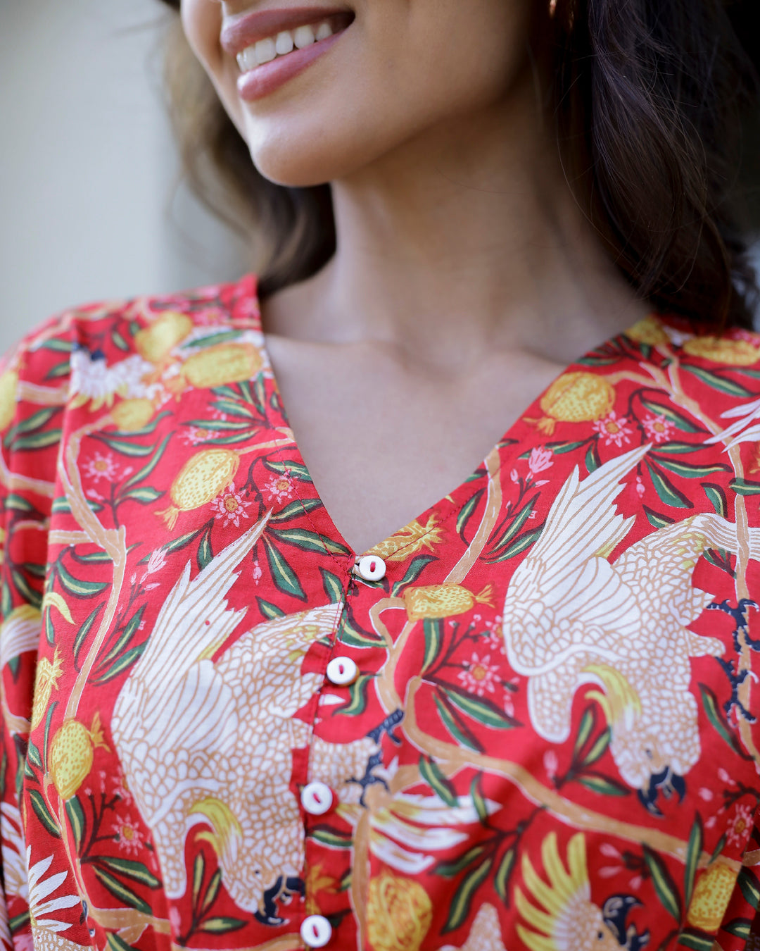 Red Pure Cotton Night Suit Set