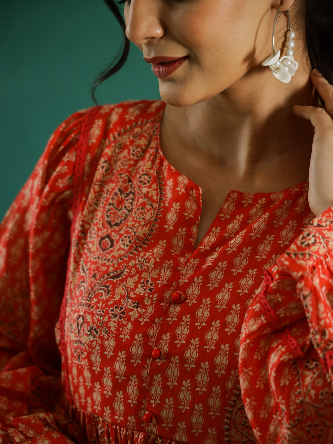 Orange Printed Dress For Women
