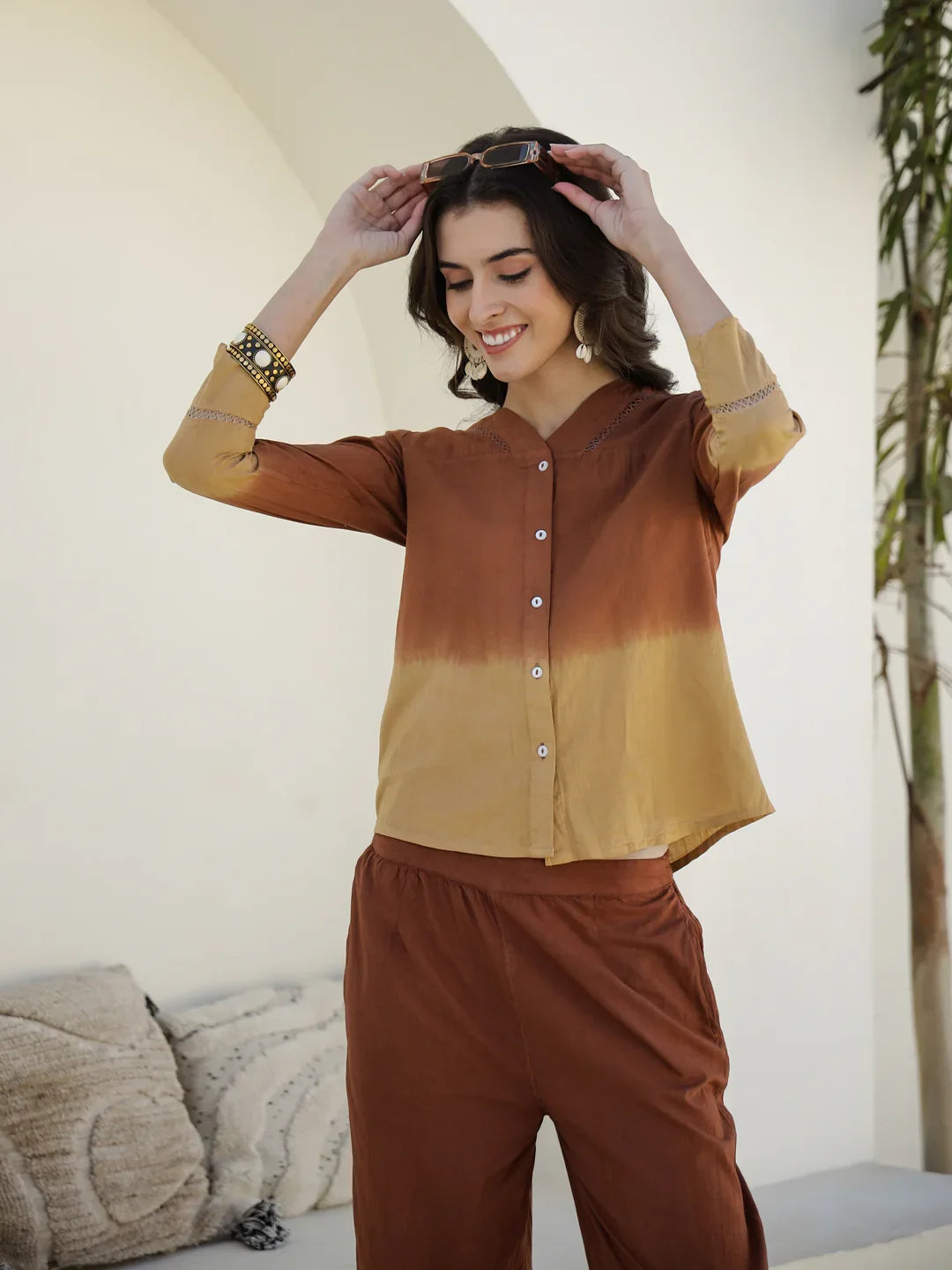 Solid Print Cotton Night Suit for Women - SanskrutiHomes