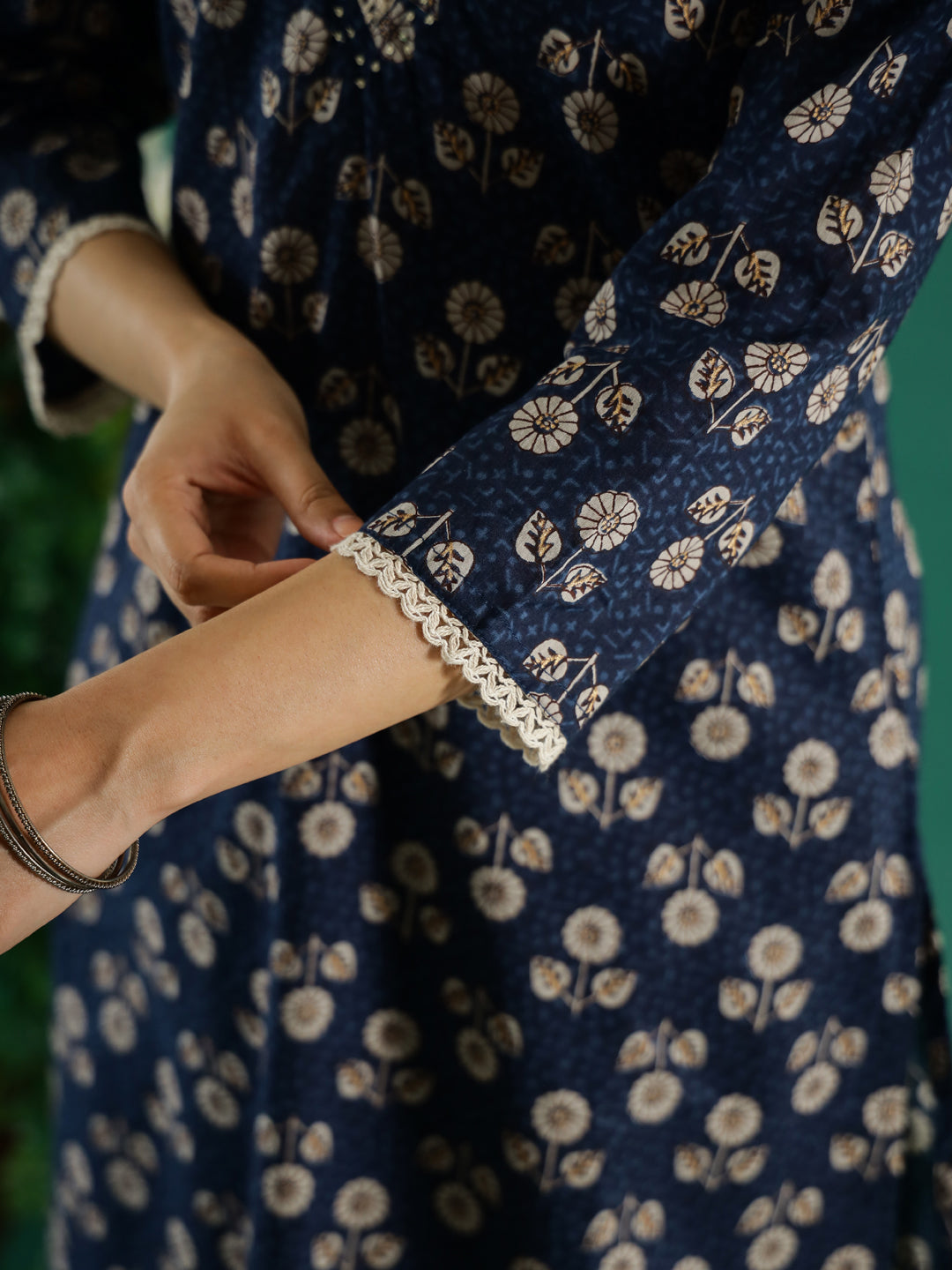 Blue Floral Printed Kurta Set
