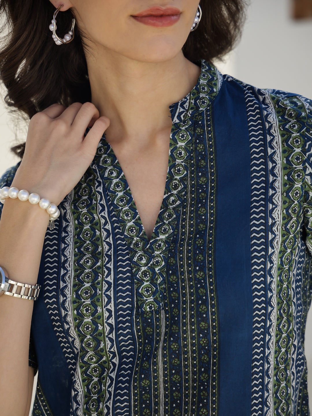 Stripes Printed Cotton Night Suit