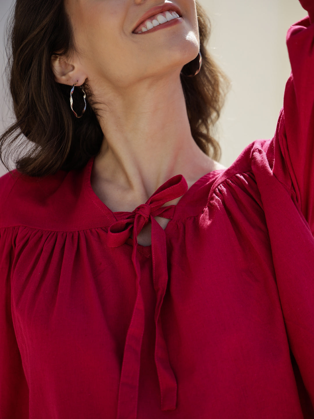 Pink Solid Print V-Neck Co-ords Set