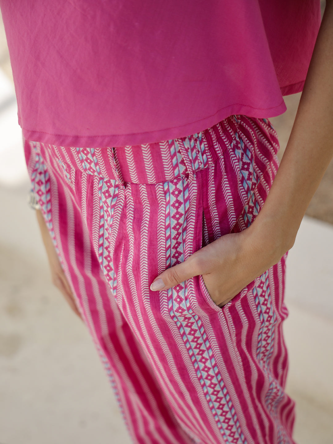 Pink Round Neck Cotton Night Suit