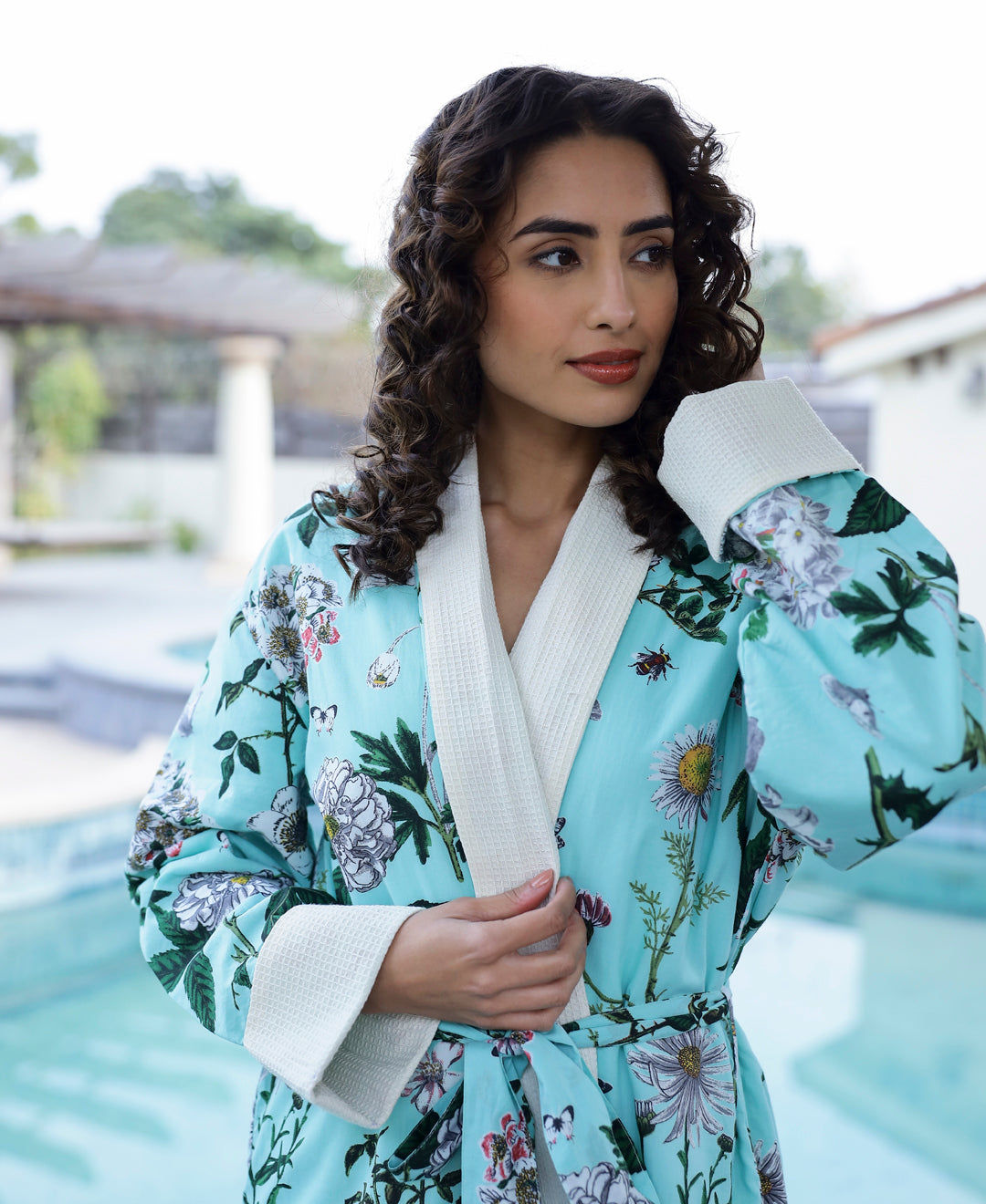 Turquoise Cotton Towel Bathrobe