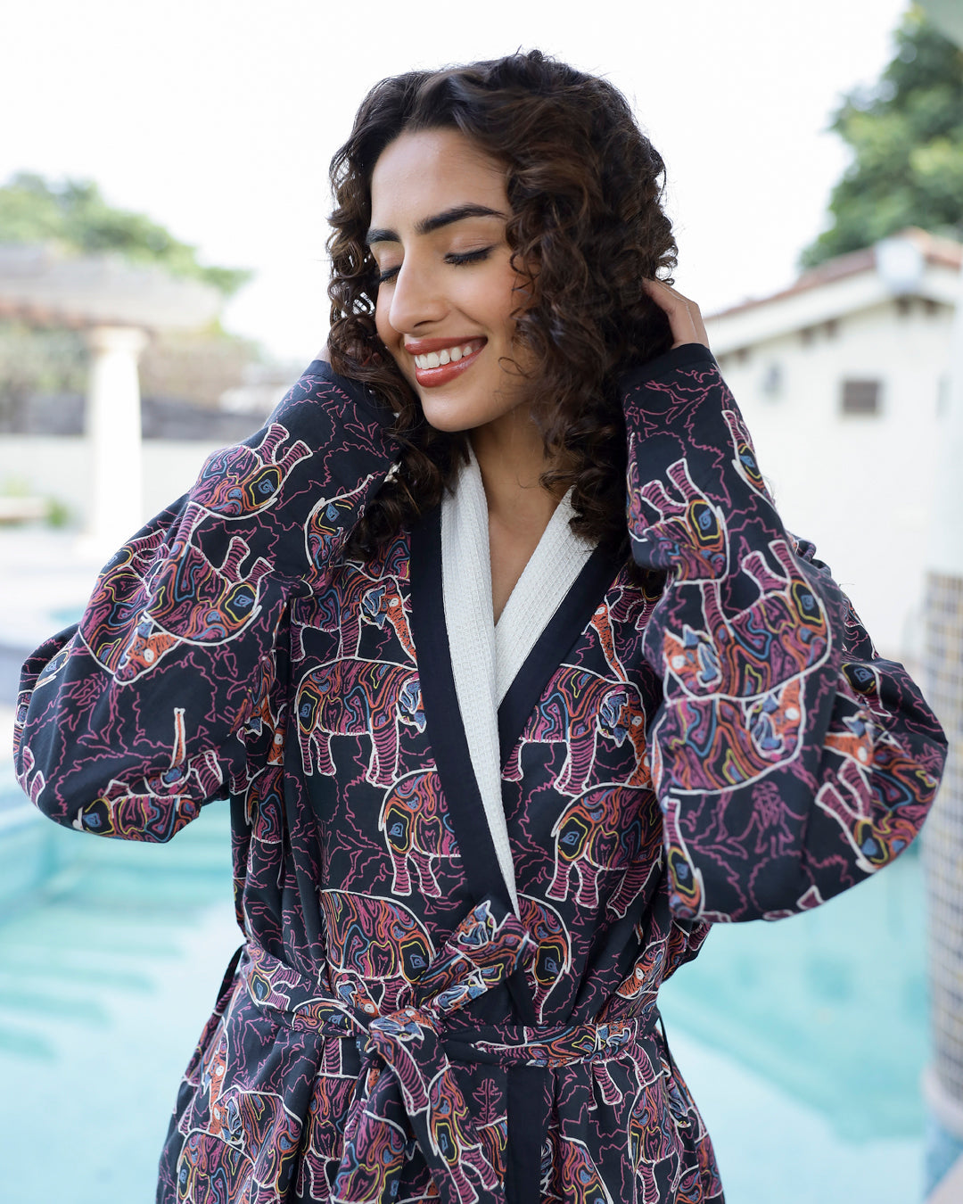 Cotton Black Towel Bathrobe