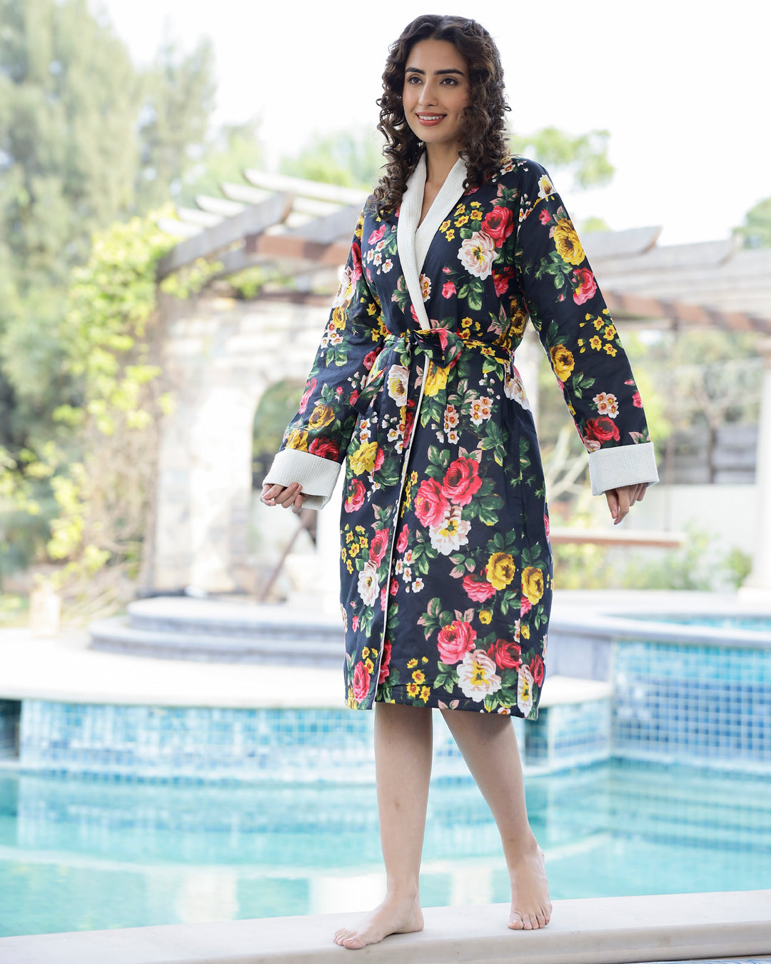 Cotton Multi Colour Towel Bath Robe - SanskrutiHomes