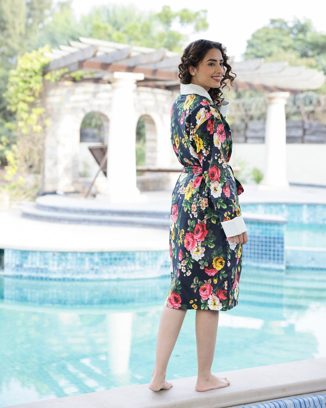 Cotton Multi Colour Towel Bath Robe - SanskrutiHomes