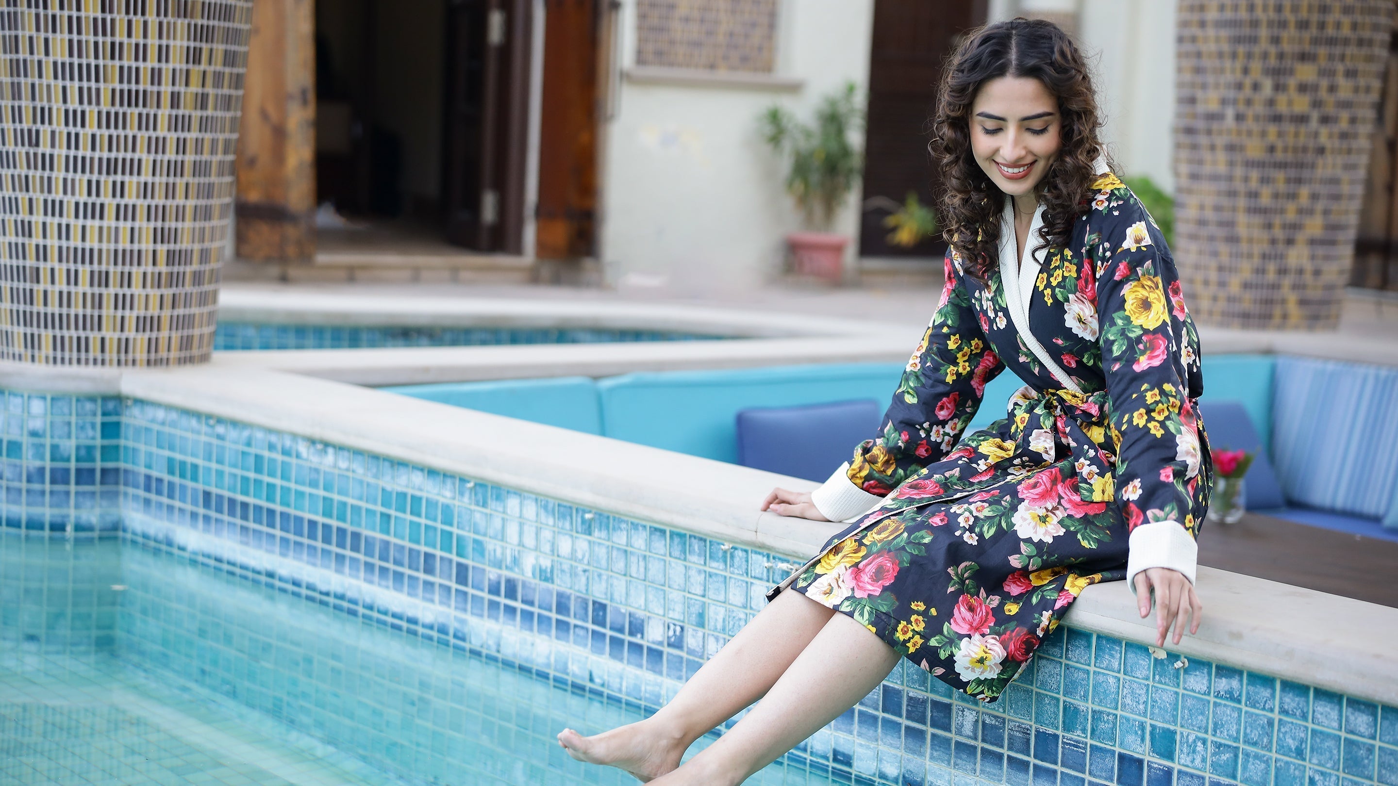 Cotton Multi Colour Towel Bath Robe - SanskrutiHomes