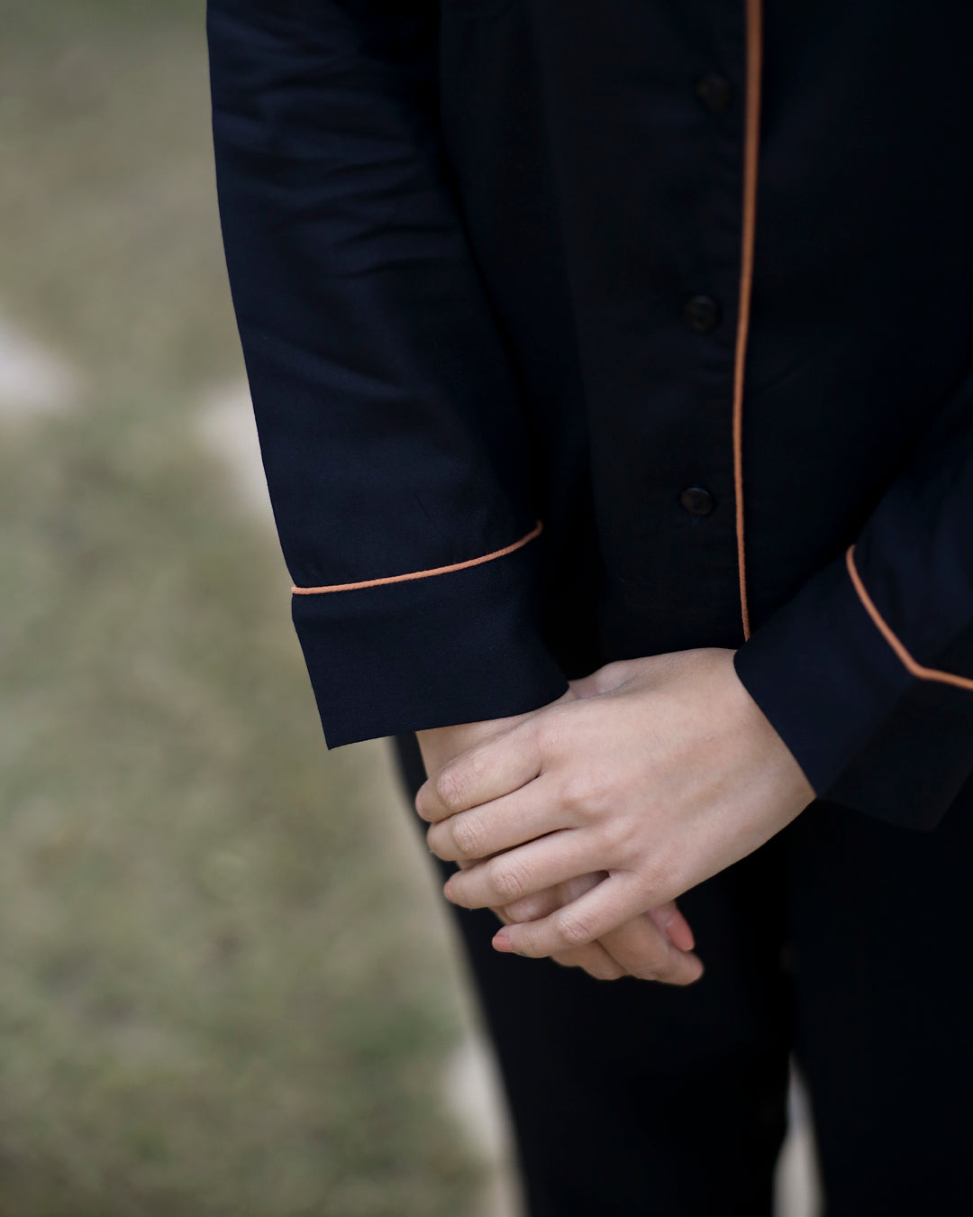 Collared Black Night suit set 3 piece