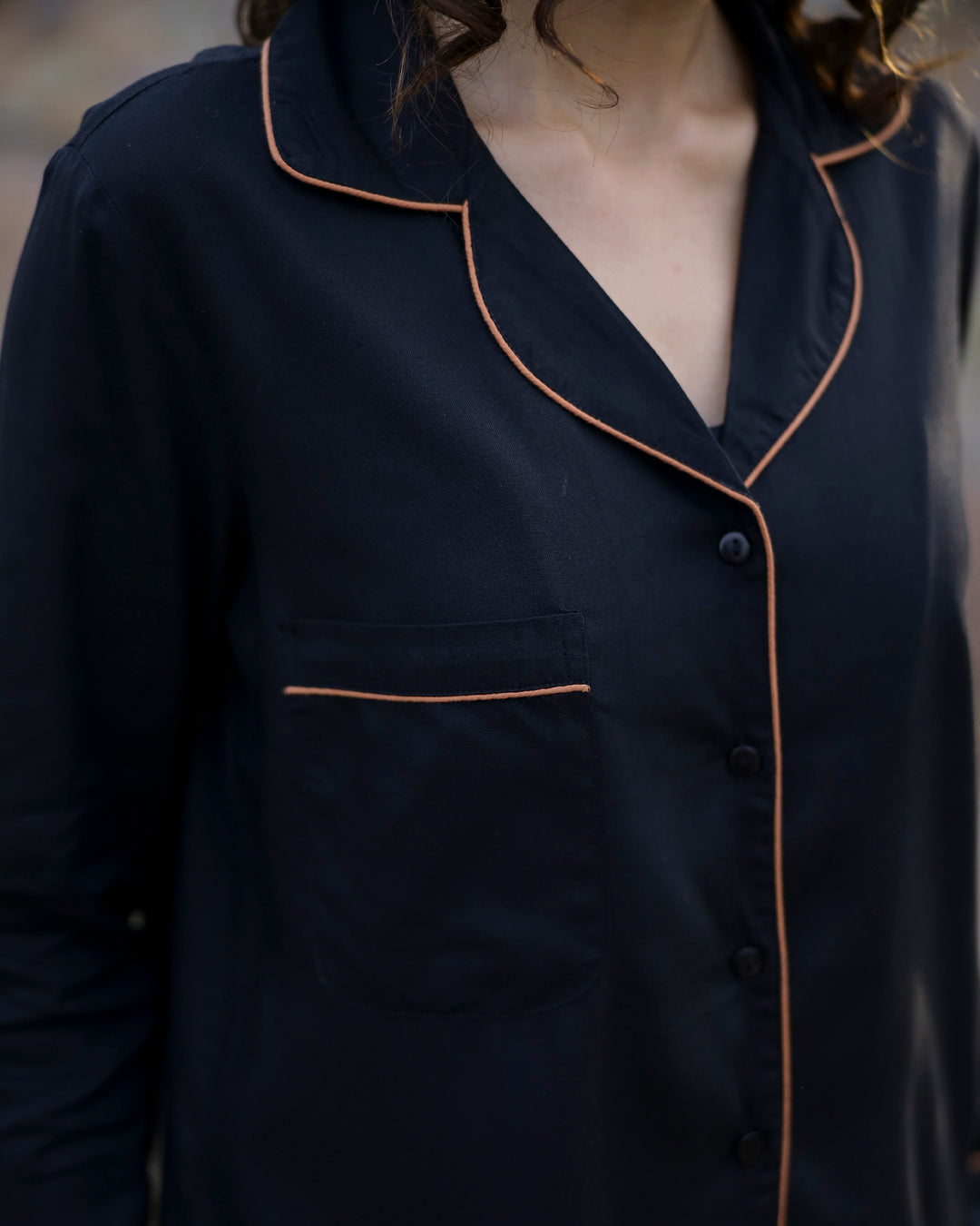 Collared Black Night suit set 3 piece