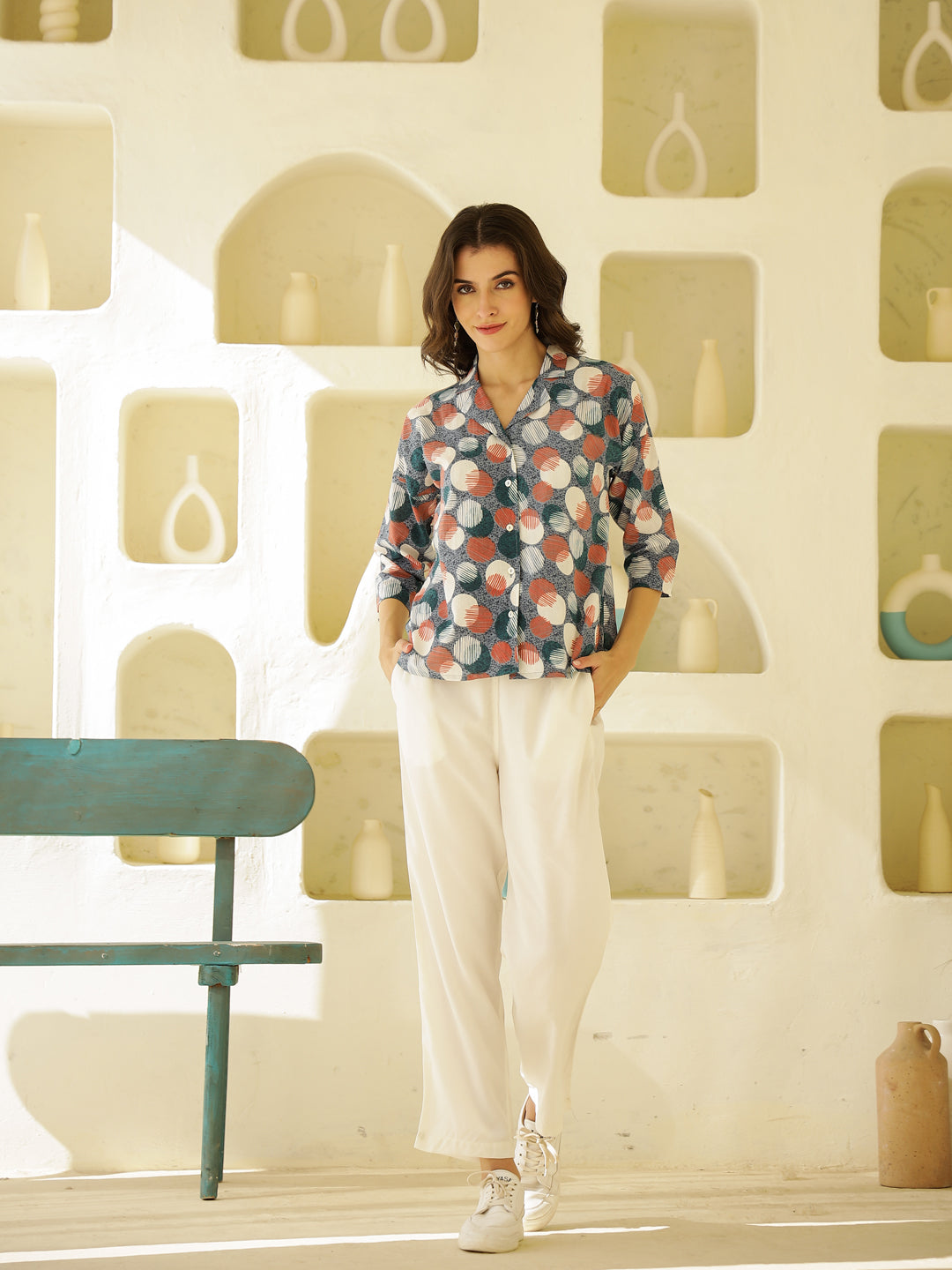 Geometric Print Night Suit Set