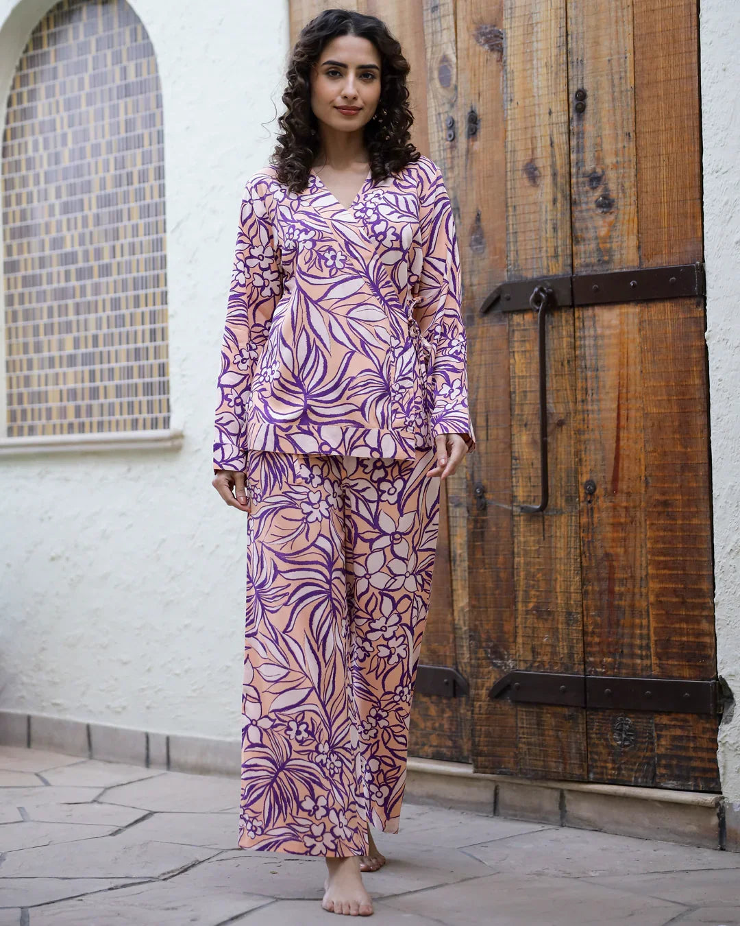 Purple Abstract Loungewear Set - SanskrutiHomes