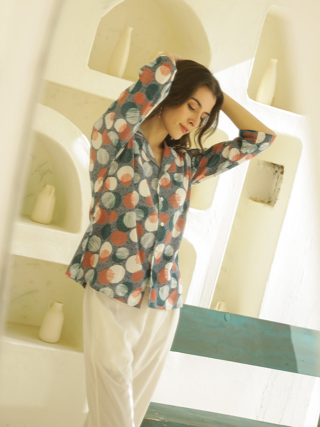 Geometric Print Night Suit Set