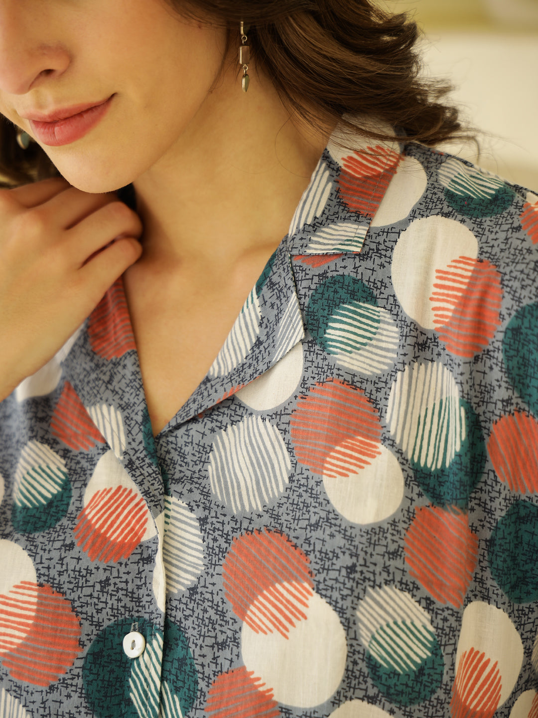 Geometric Print Night Suit Set