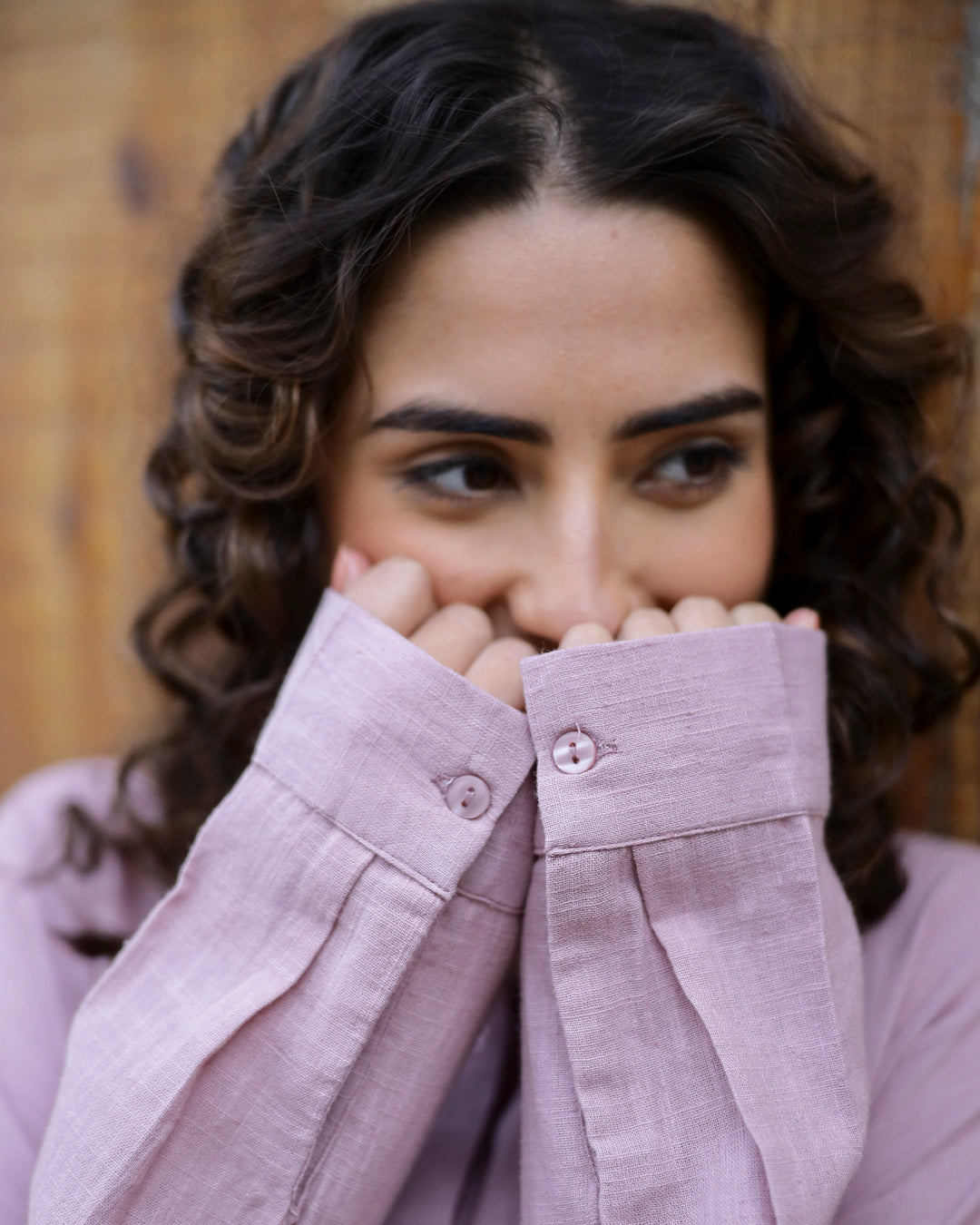 Lavender Solid Cotton Night Suit For Women