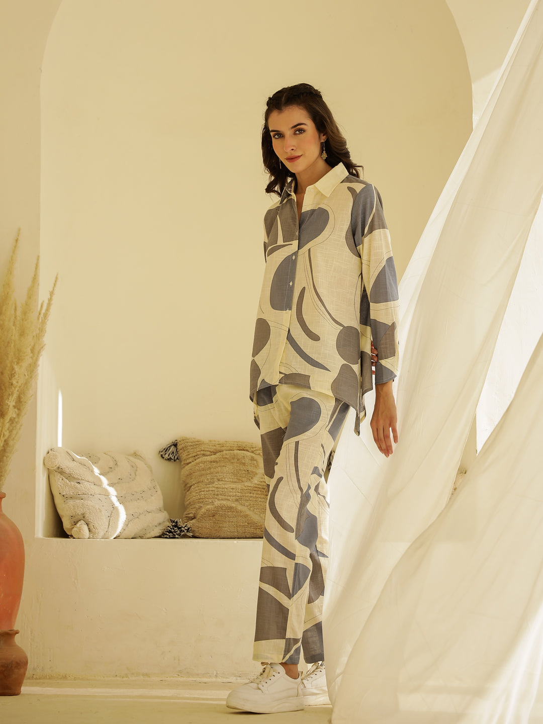 Beige Color Printed Cotton Co-ords Set