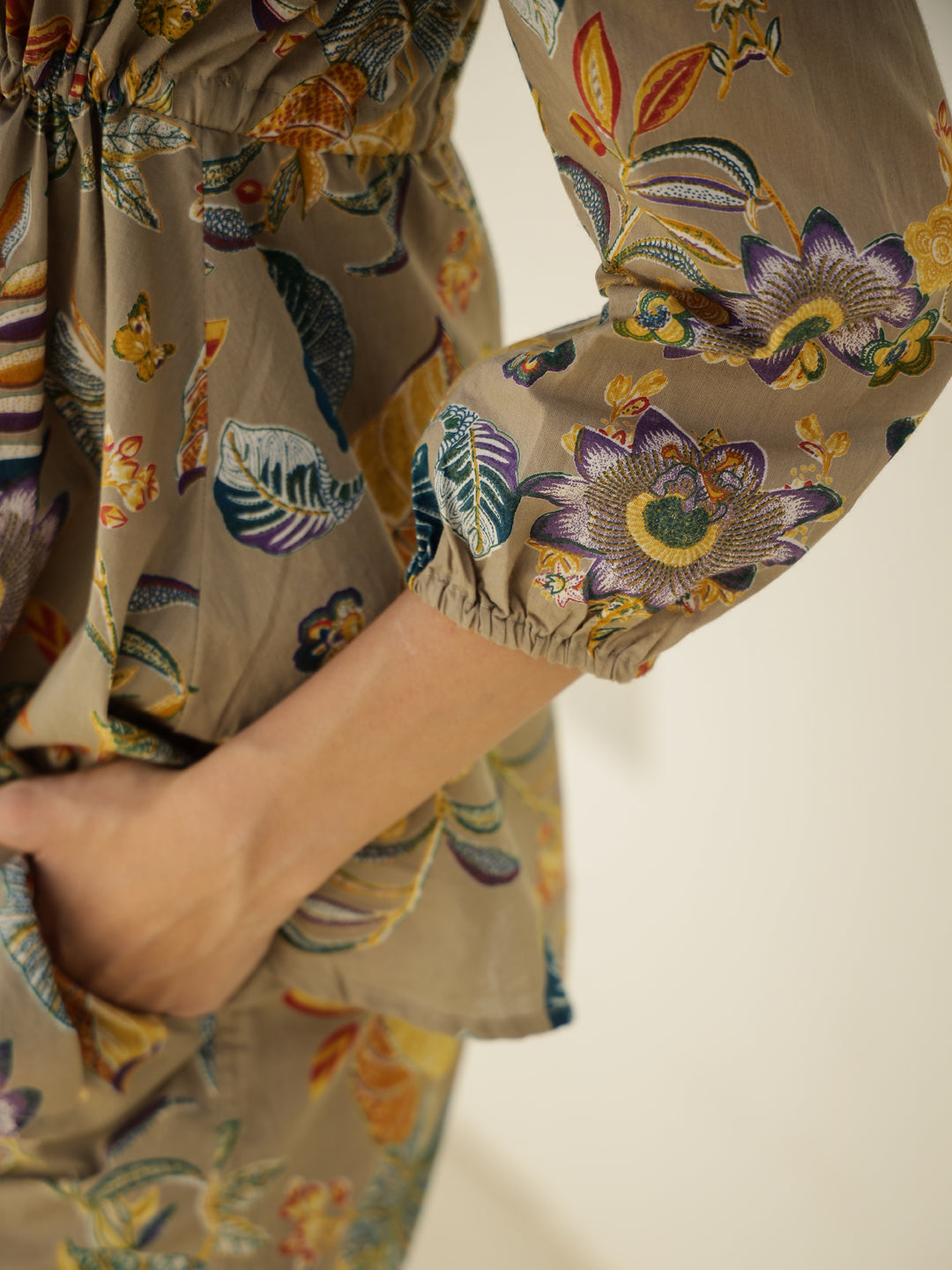 V-Neck Floral Printed Cotton Night Suit