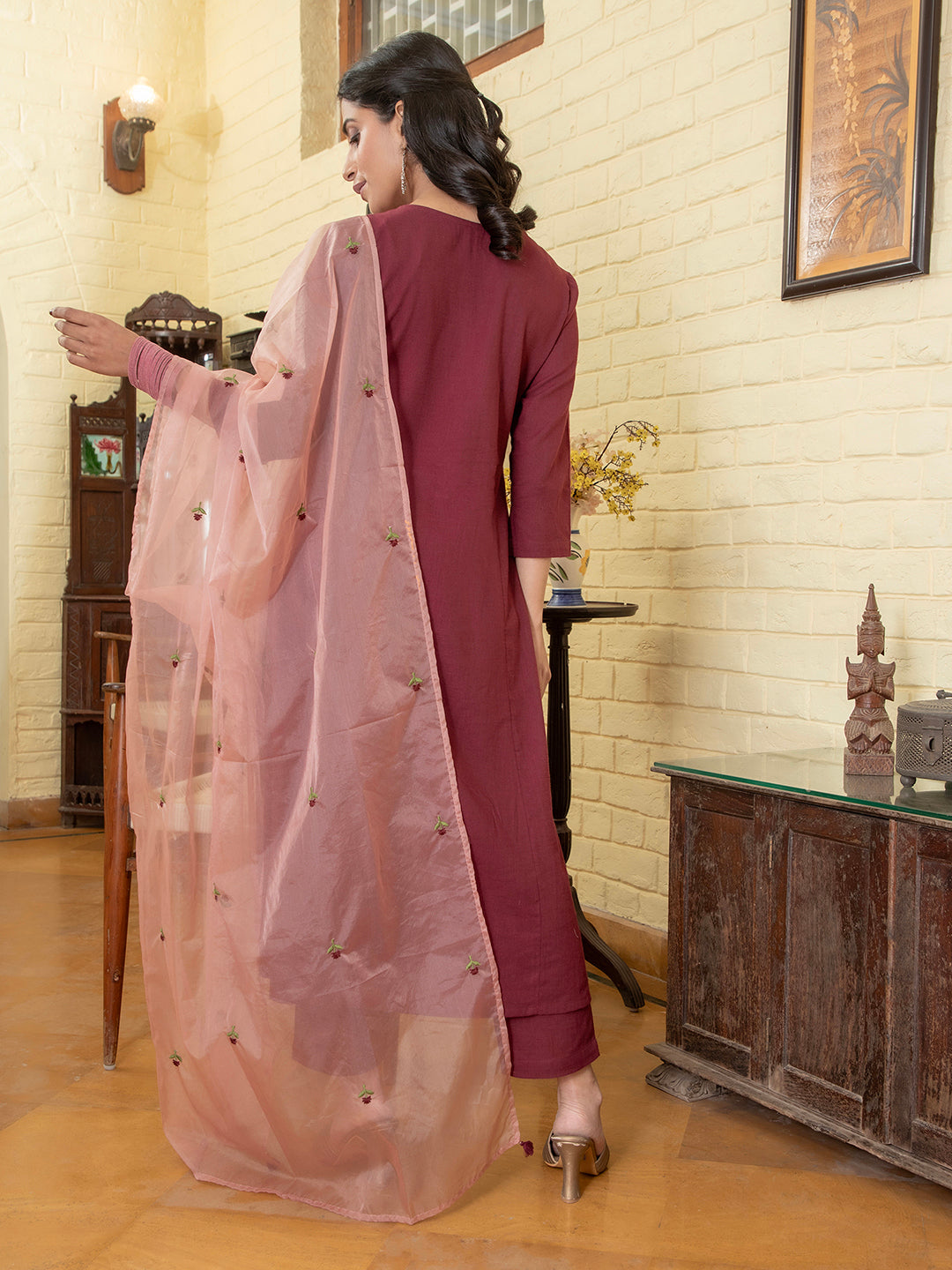 Women Floral Three Piece Cotton Kuta Set