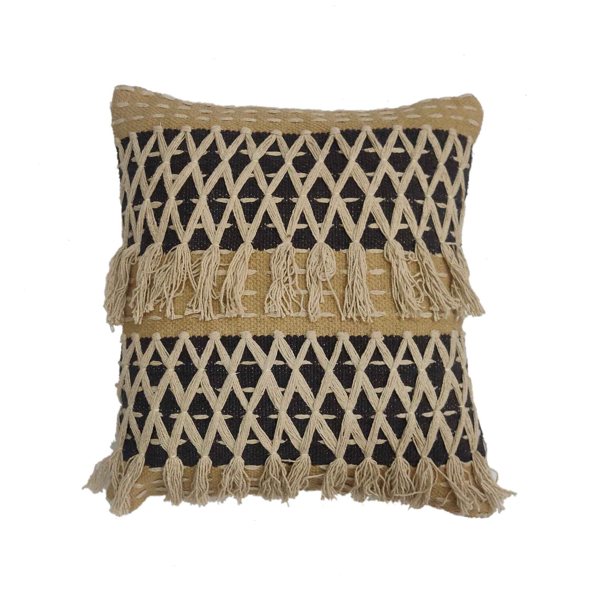 Tassle Hand-Made Set Of Two Cotton Cushion Covers