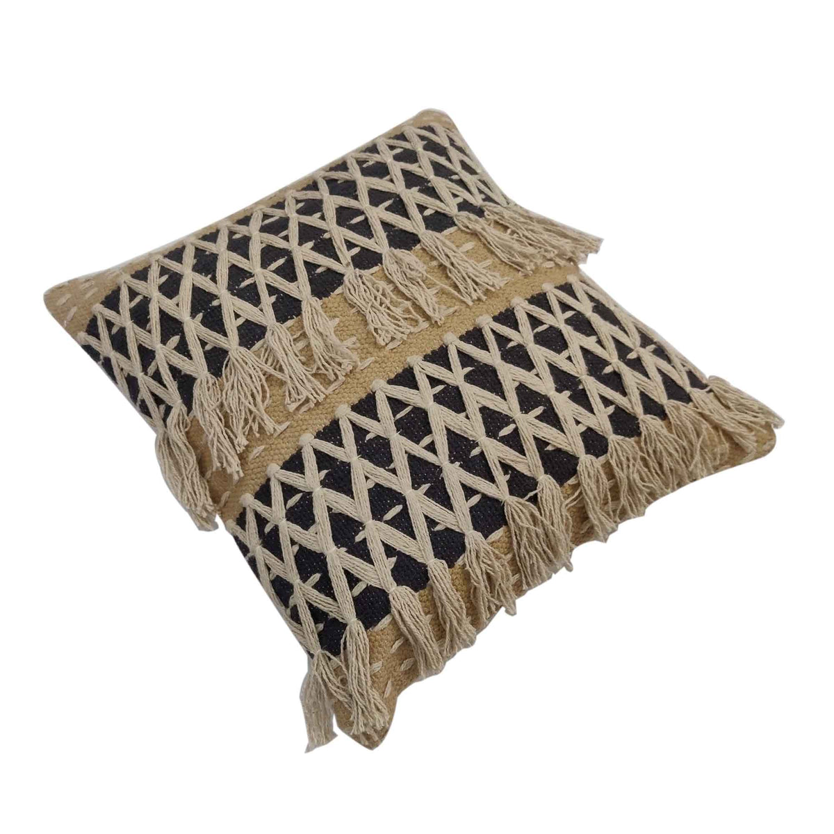 Tassle Hand-Made Set Of Two Cotton Cushion Covers