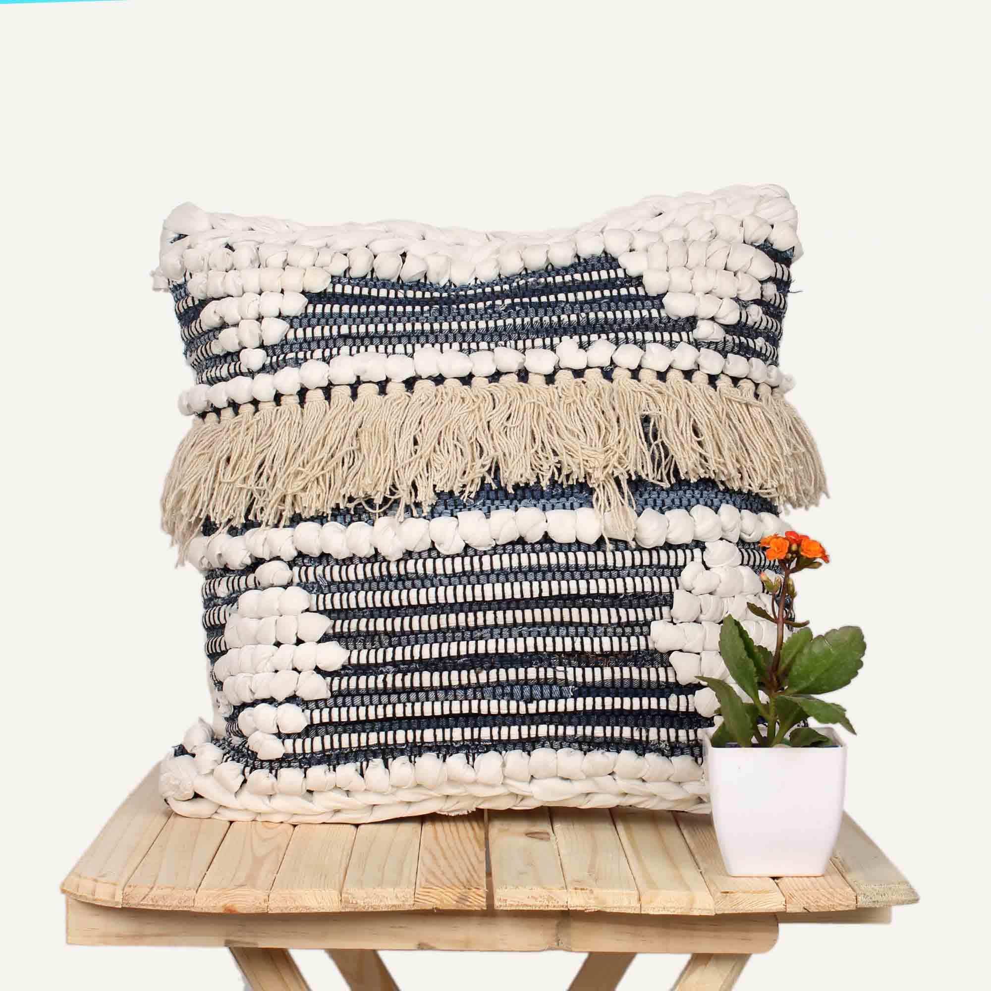 Hand-made Cotton woven Cushion Covers - SanskrutiHomes