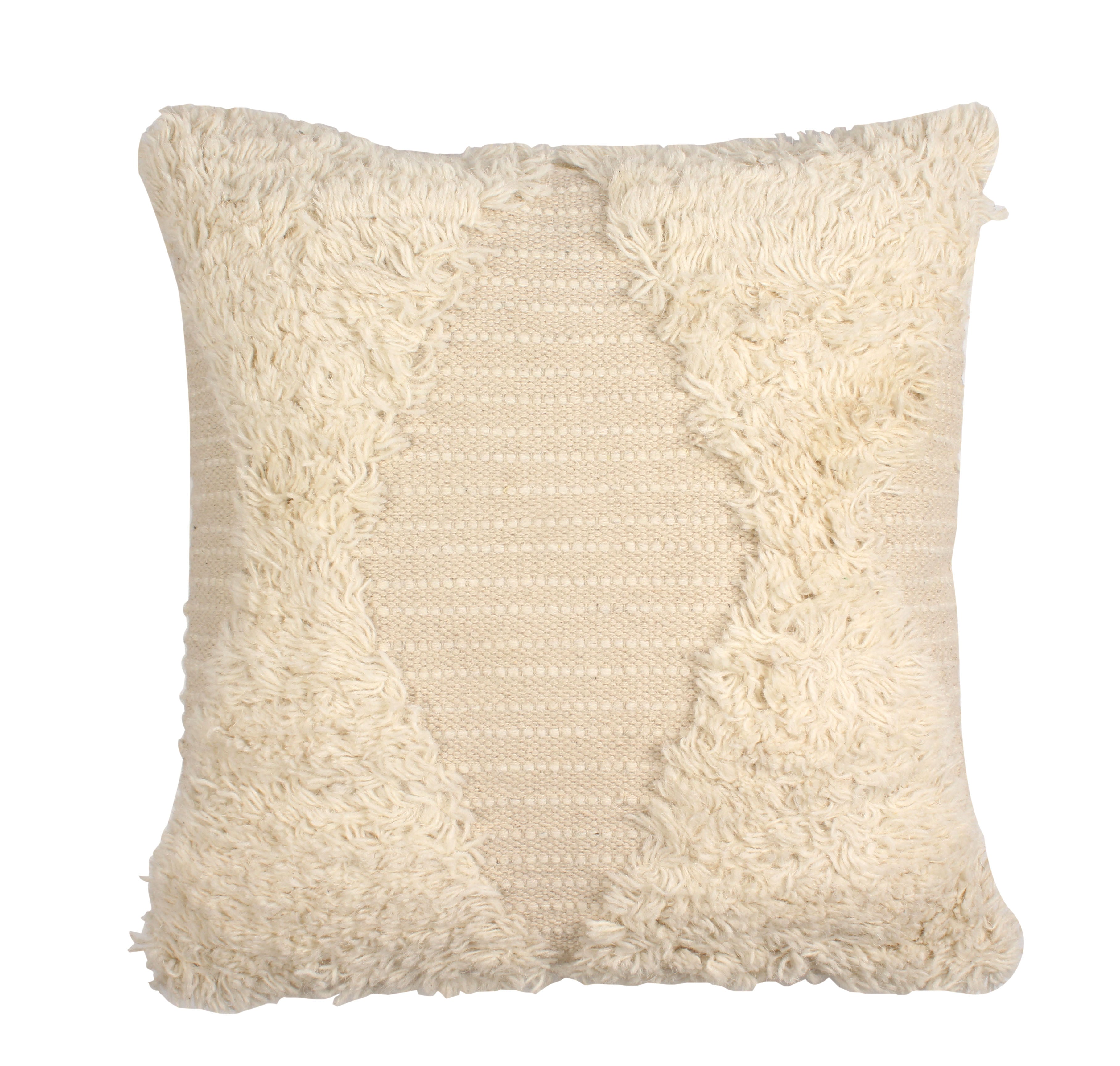 Beige Tufted Hand-Woven Cushion Covers