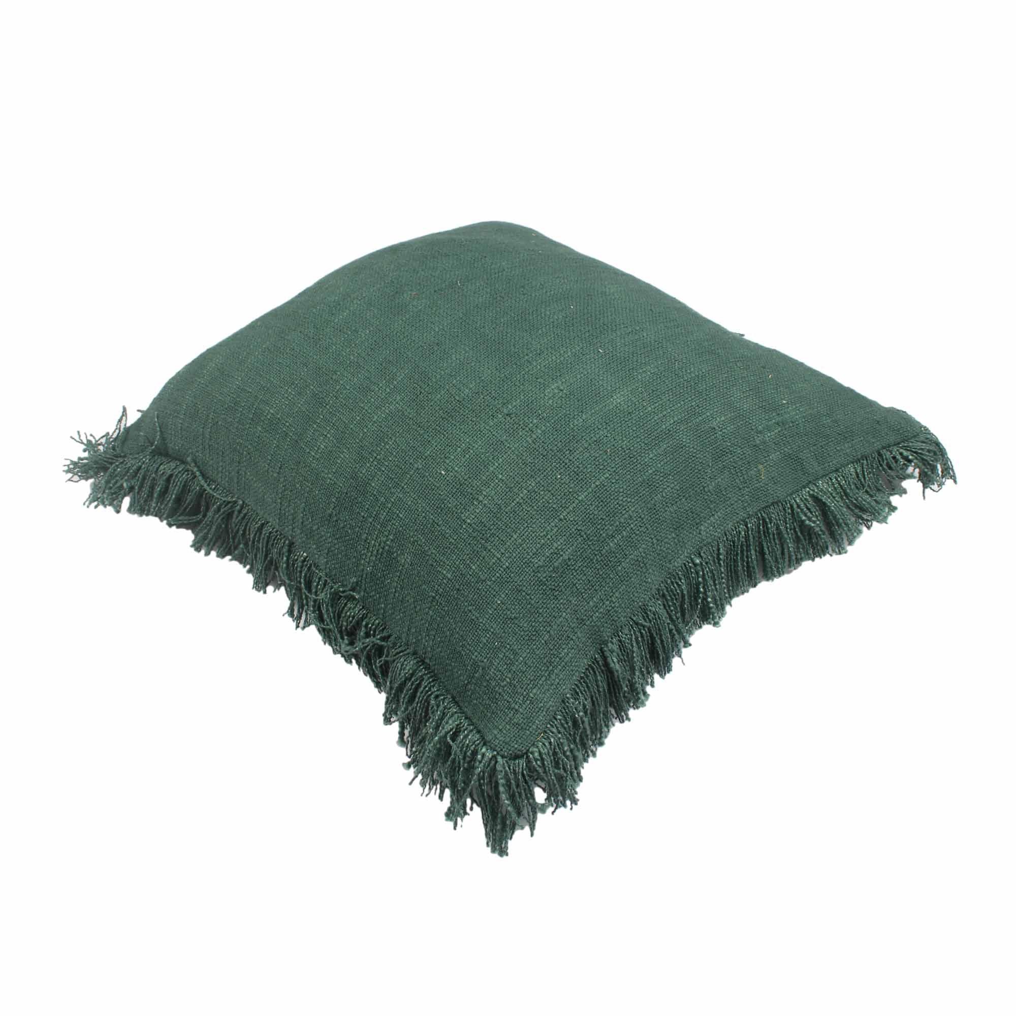 Bottle Green Hand-made Pure Cotton Cushion Cover - SanskrutiHomes