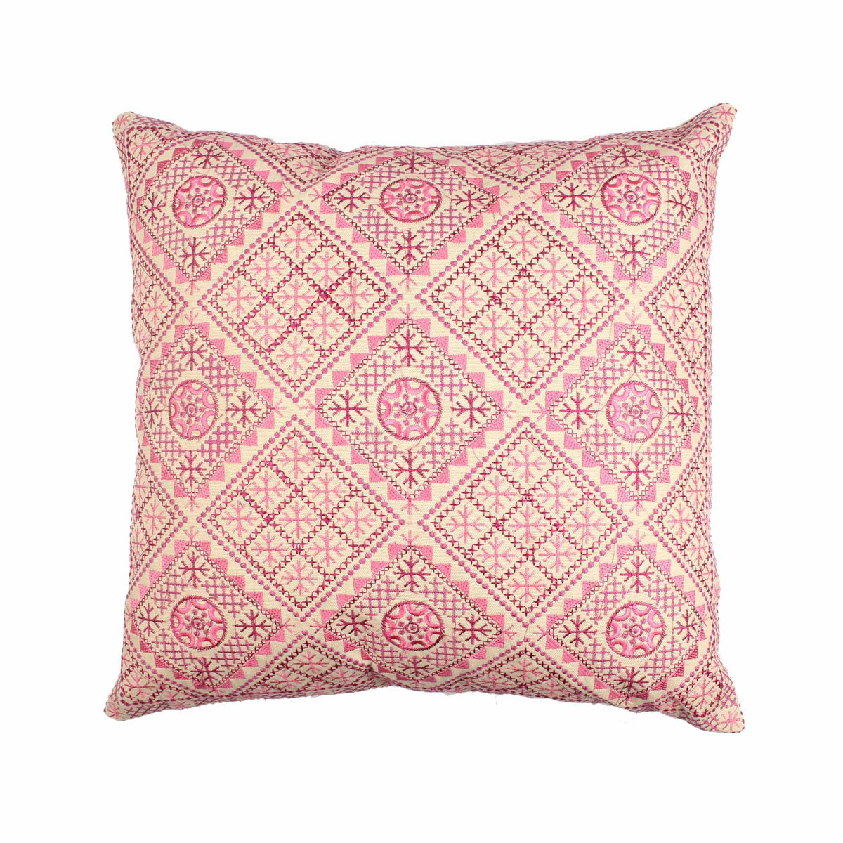 Pink Hand-Made Cotton Cushion Cover