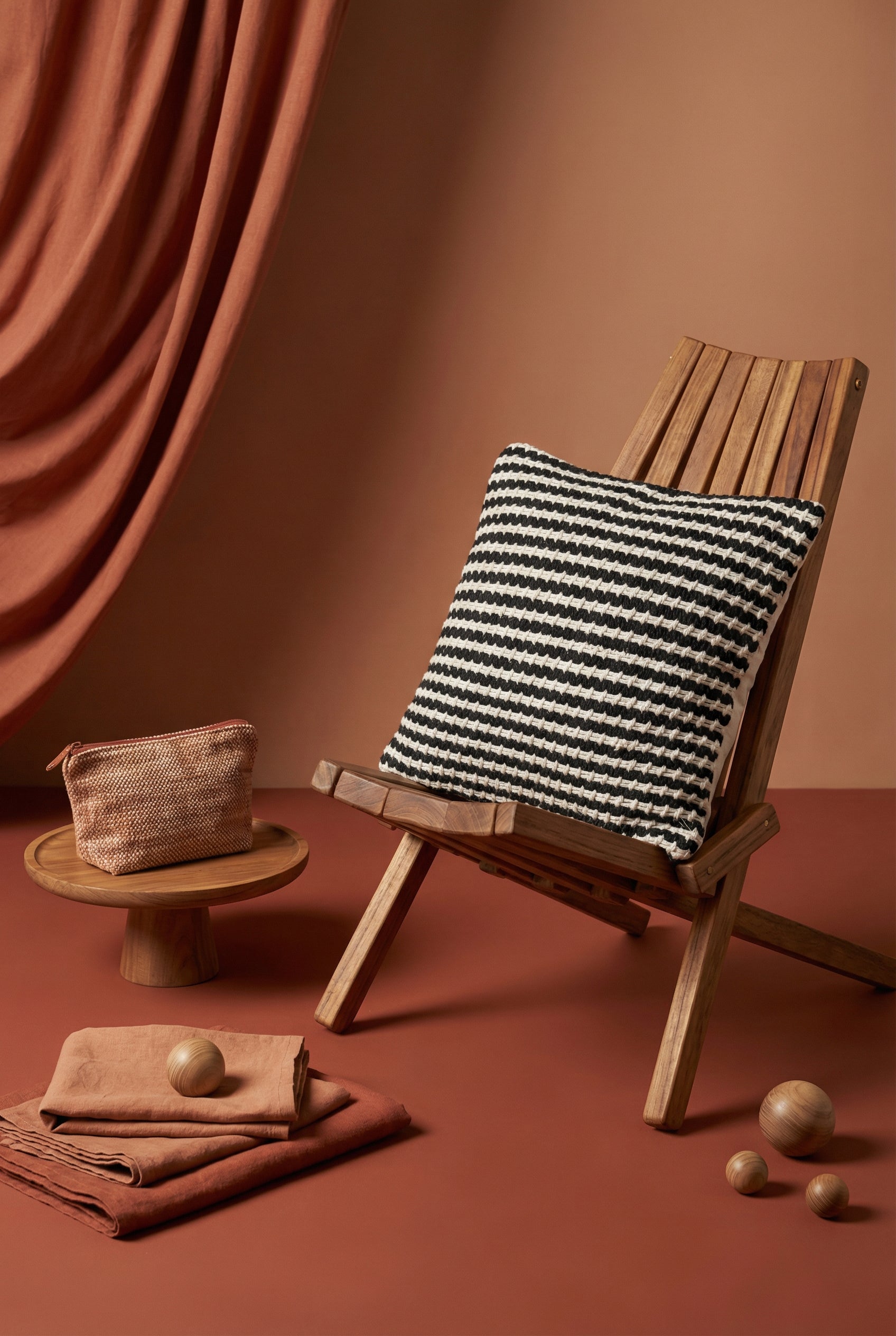 Black Striped Squared Cotton Cushion Cover With Elegant Design