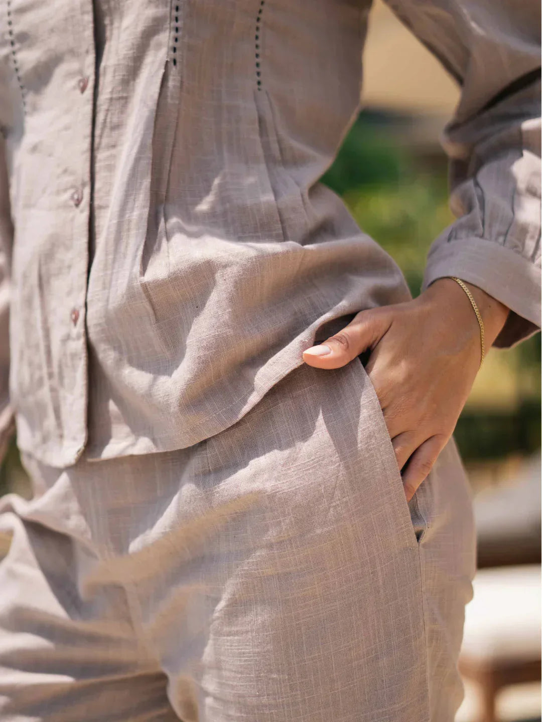 Brown solid cotton loungewear set - SanskrutiHomes