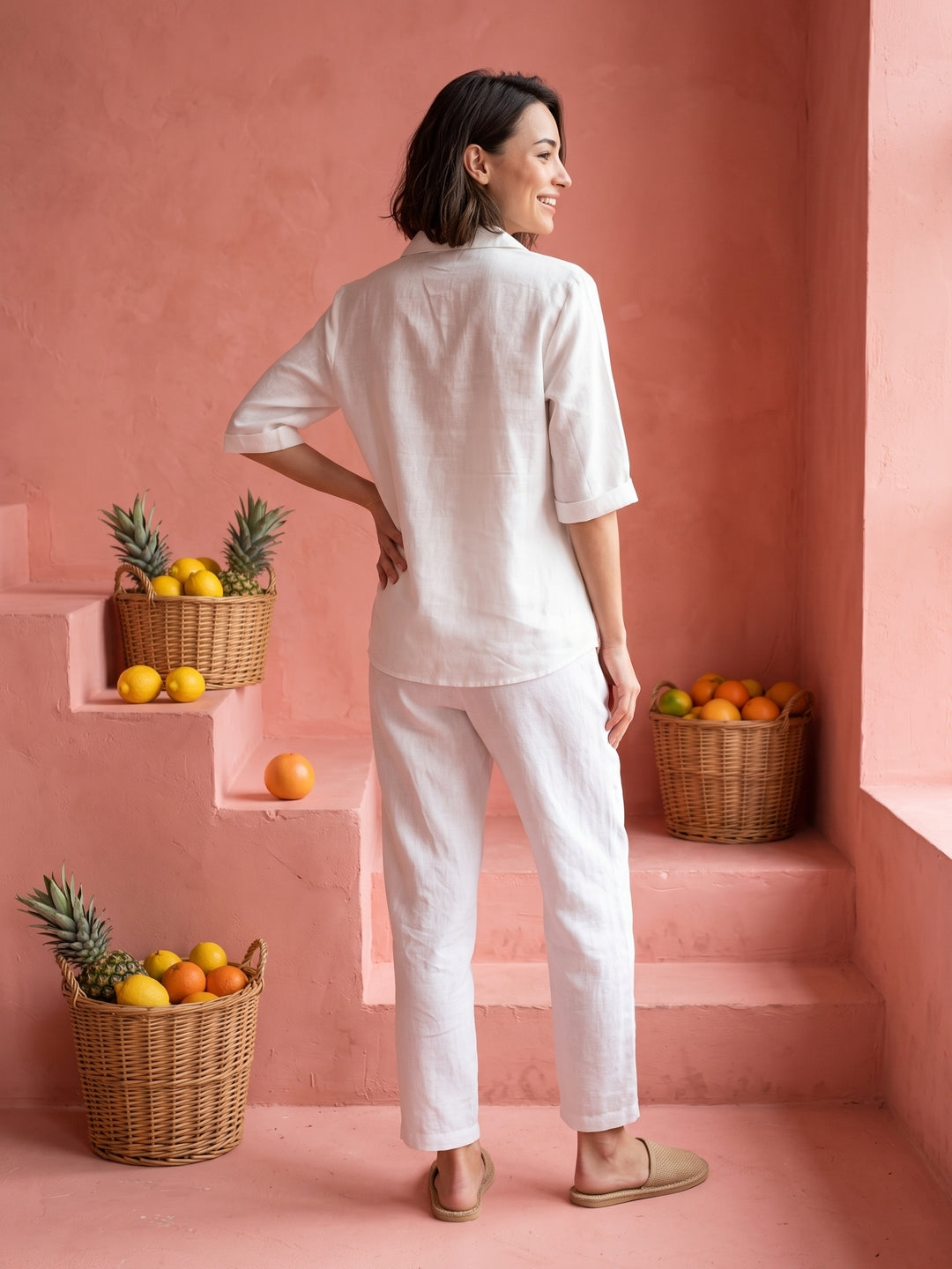 White Shirt Collar Embroidered Pure Cotton Shirt For Women