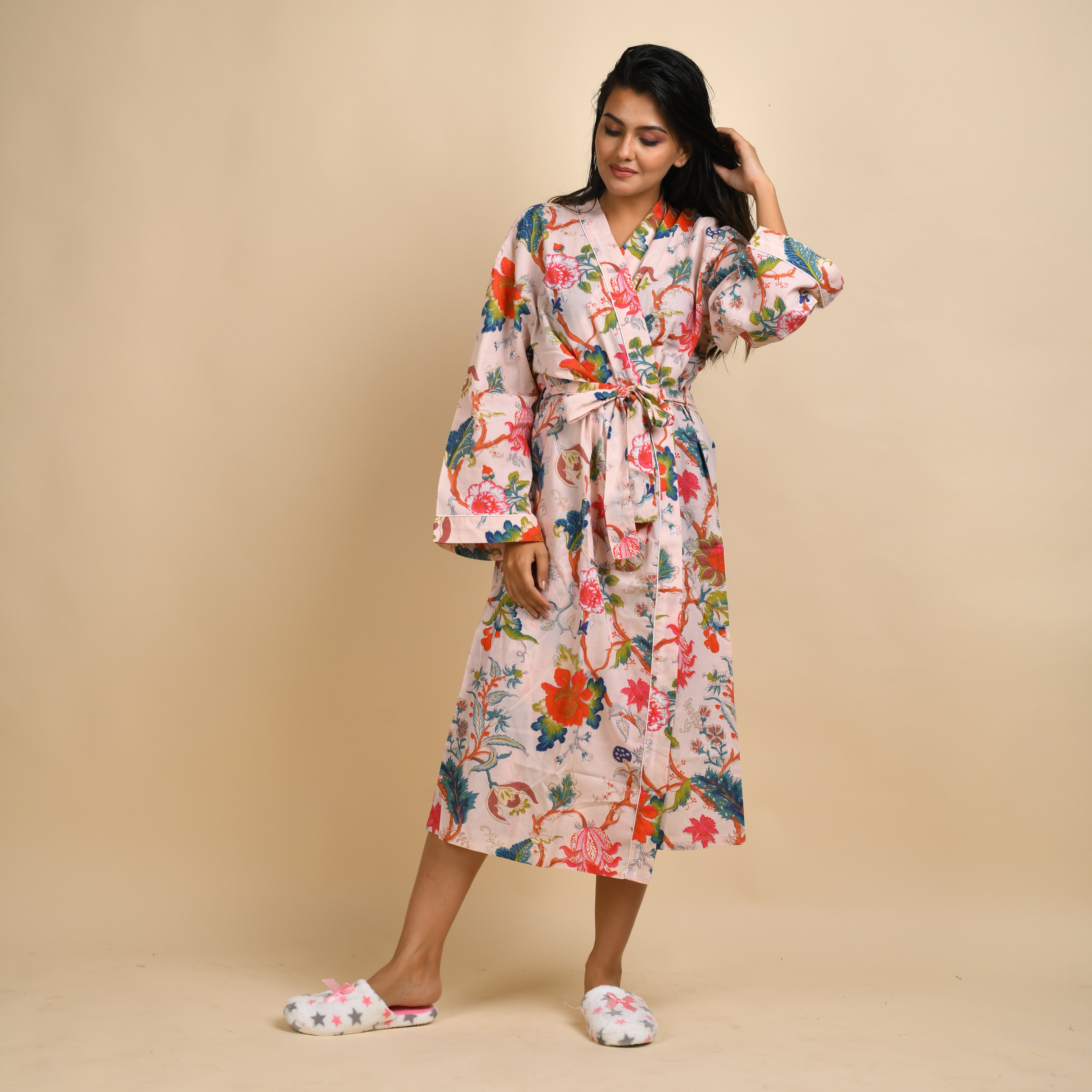Multi-Colour Pure Cotton Kimono Robe