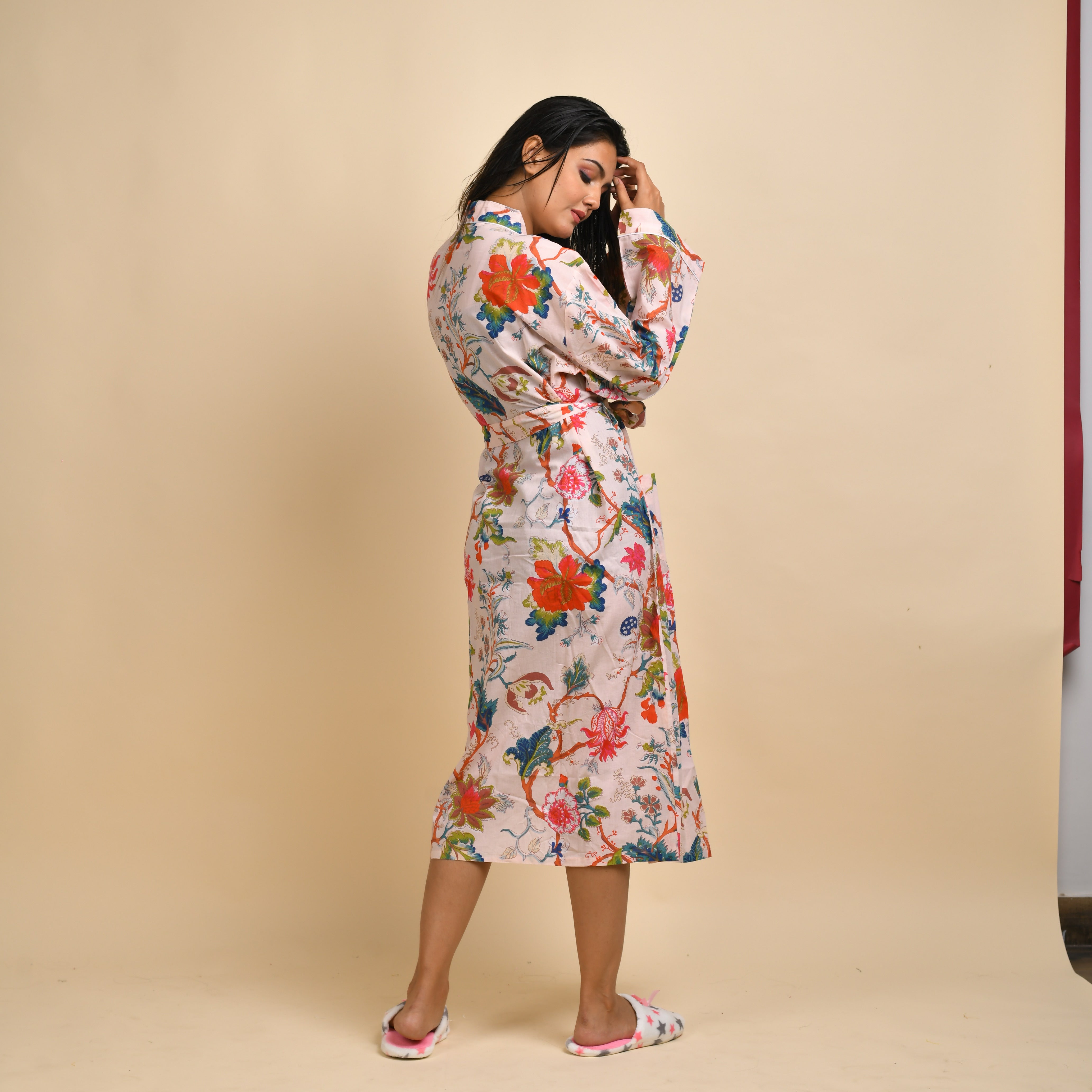 Multi-Colour Pure Cotton Kimono Robe