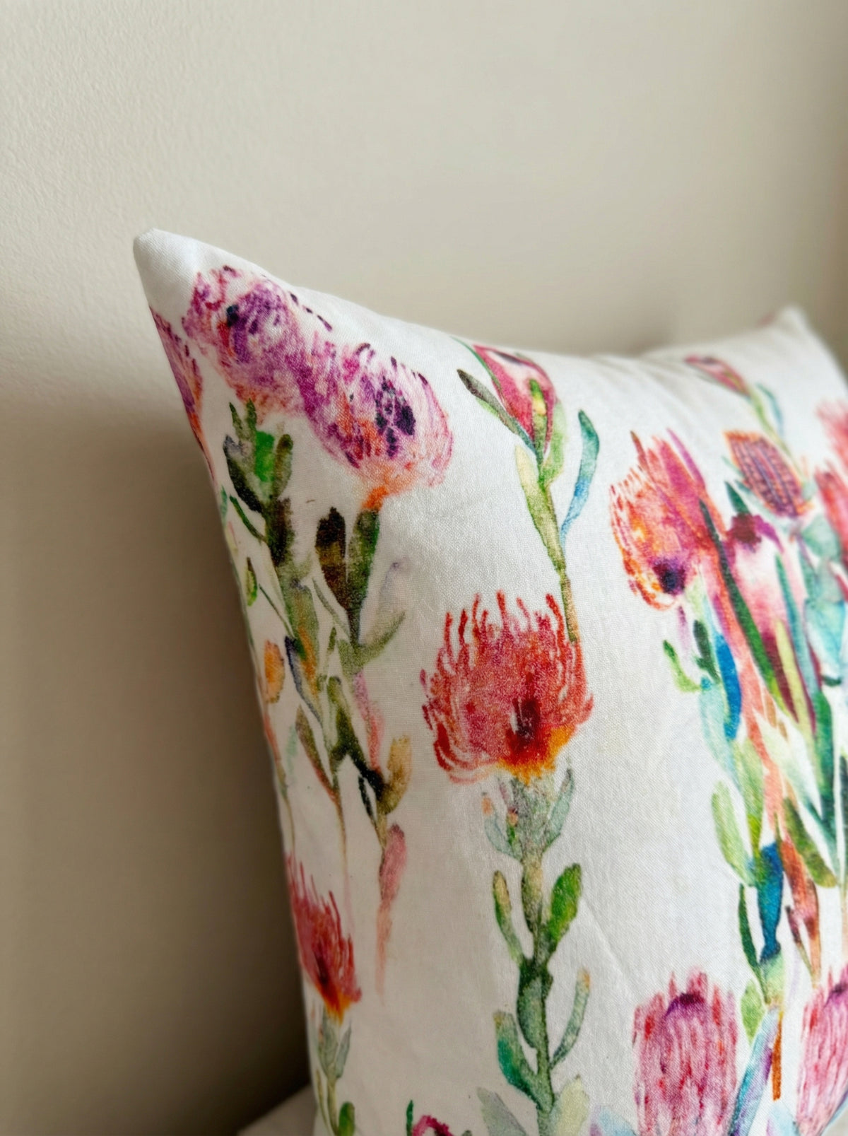 White Floral Textured Velvet Square Cushion Cover For Elegant Home Decor