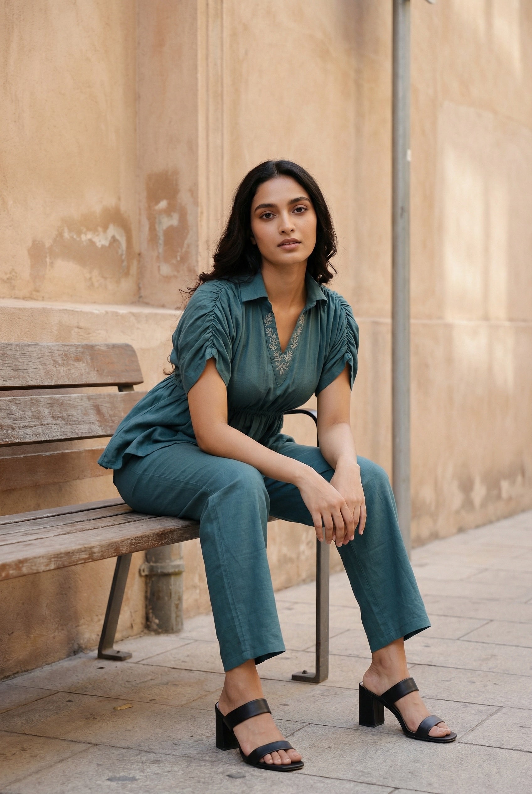 Teal Floral Print CO-Ord Set For women