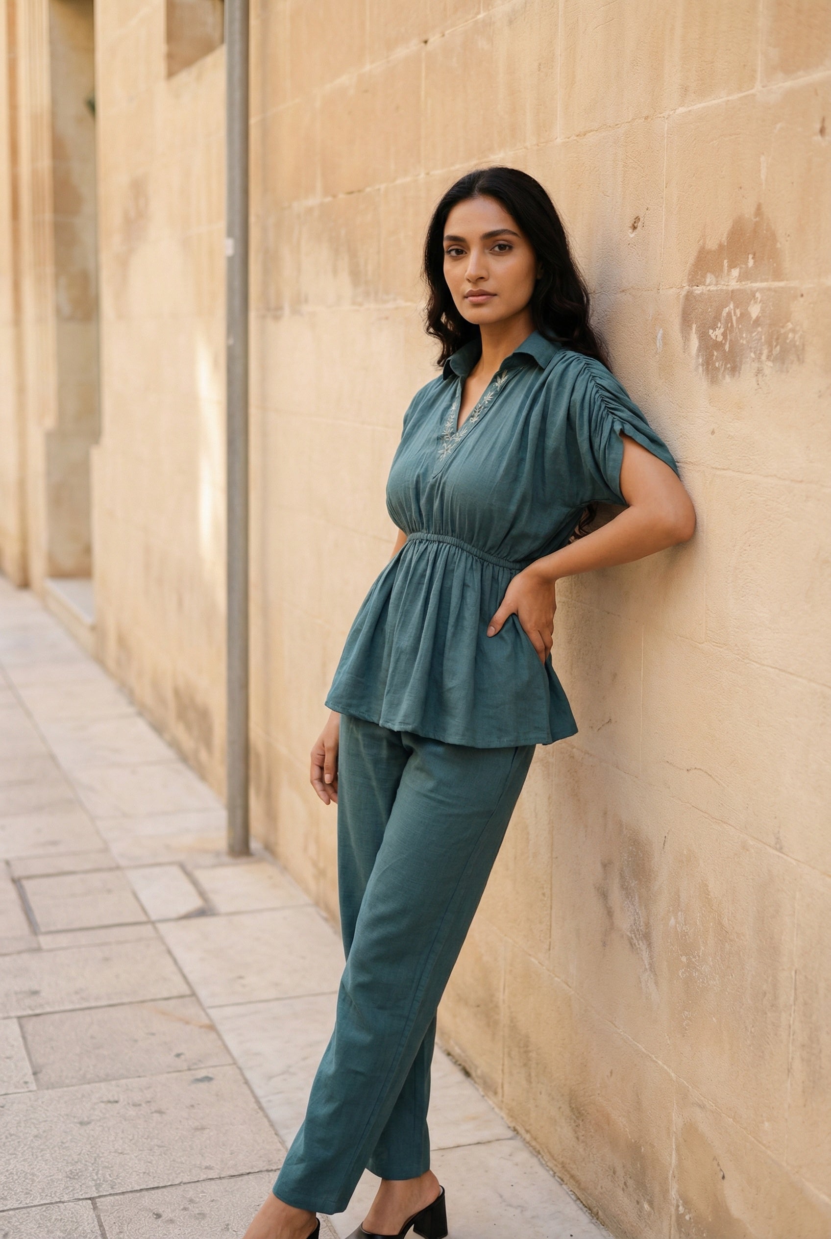 Teal Floral Print CO-Ord Set For women