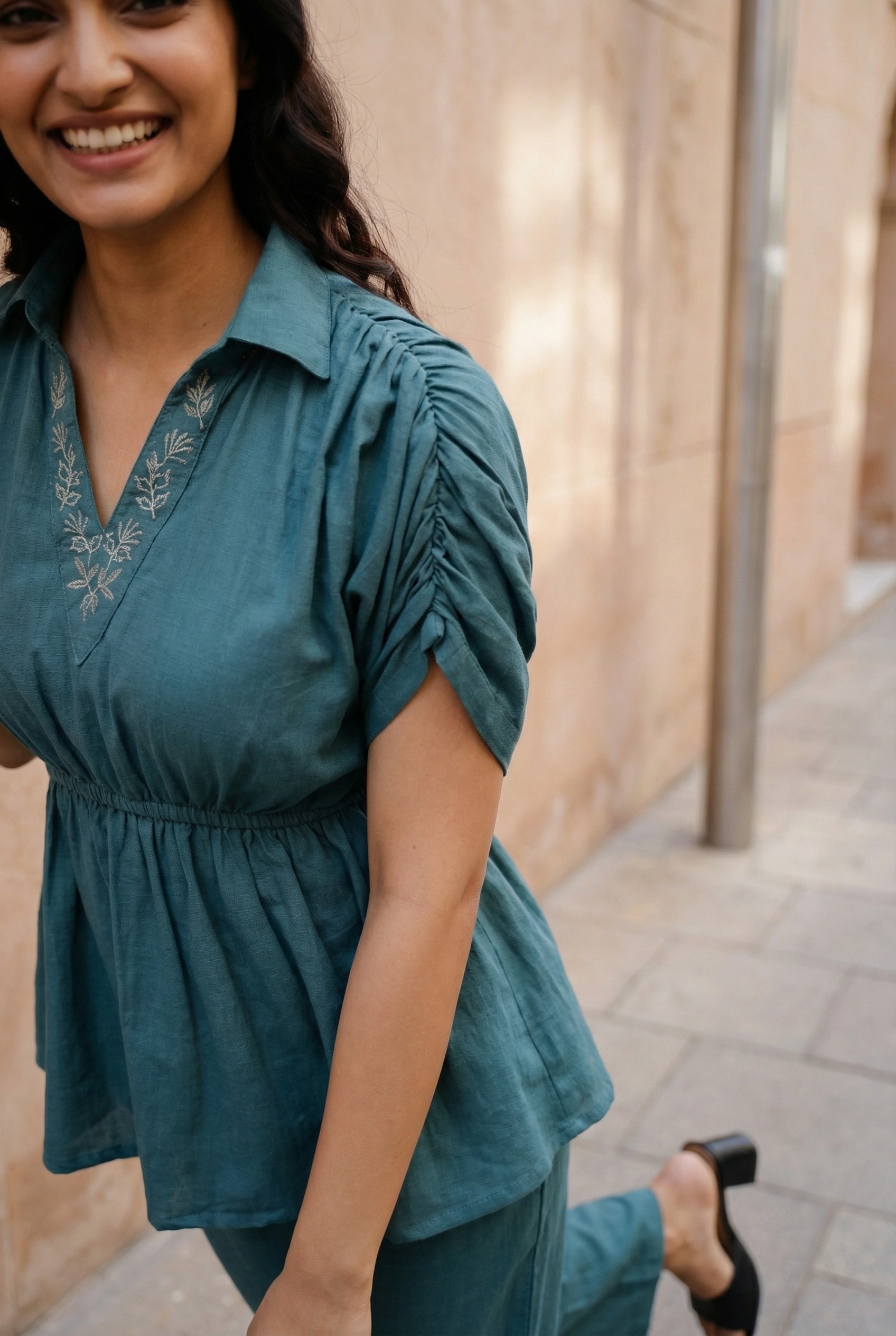 Teal Floral Print CO-Ord Set For women