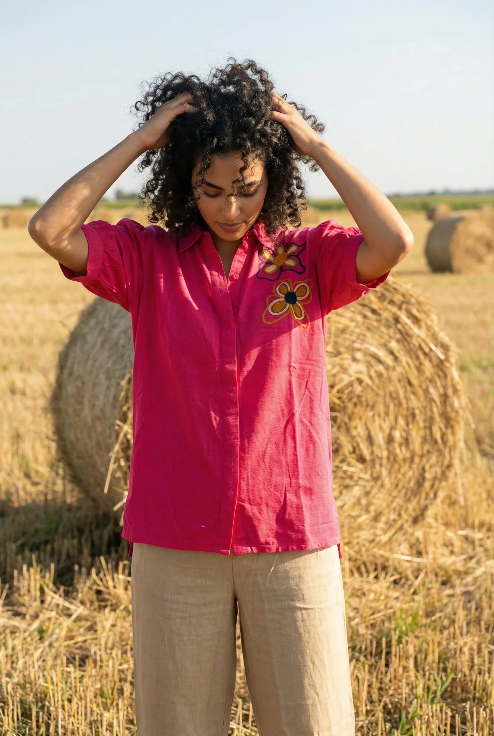 Pink Solid Shirt Collar Short Sleeve Co-ord Set for Women - SanskrutiHomes