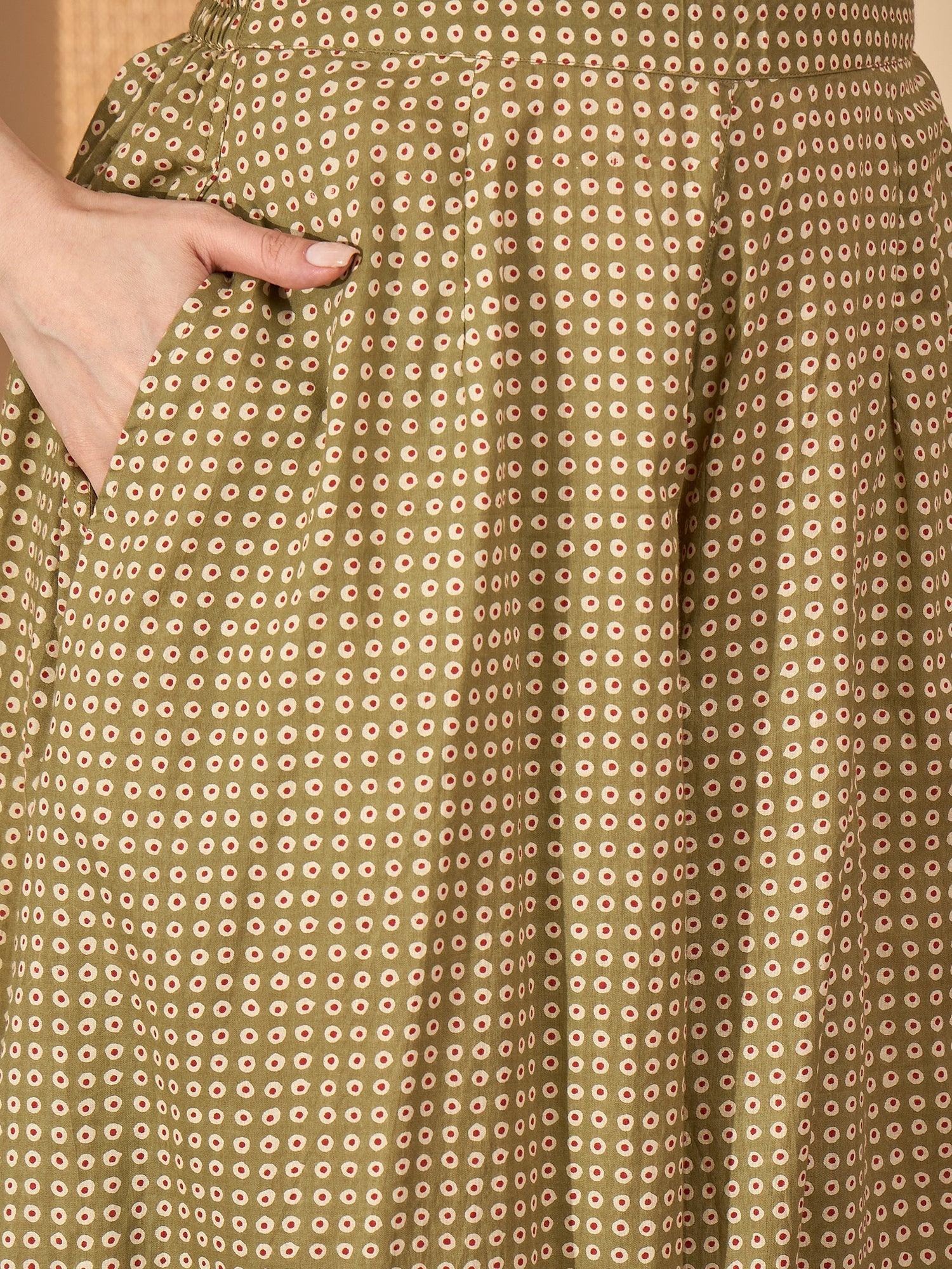 Cream Round Neck Viscose Rayon Co-ords Set for Women - SanskrutiHomes