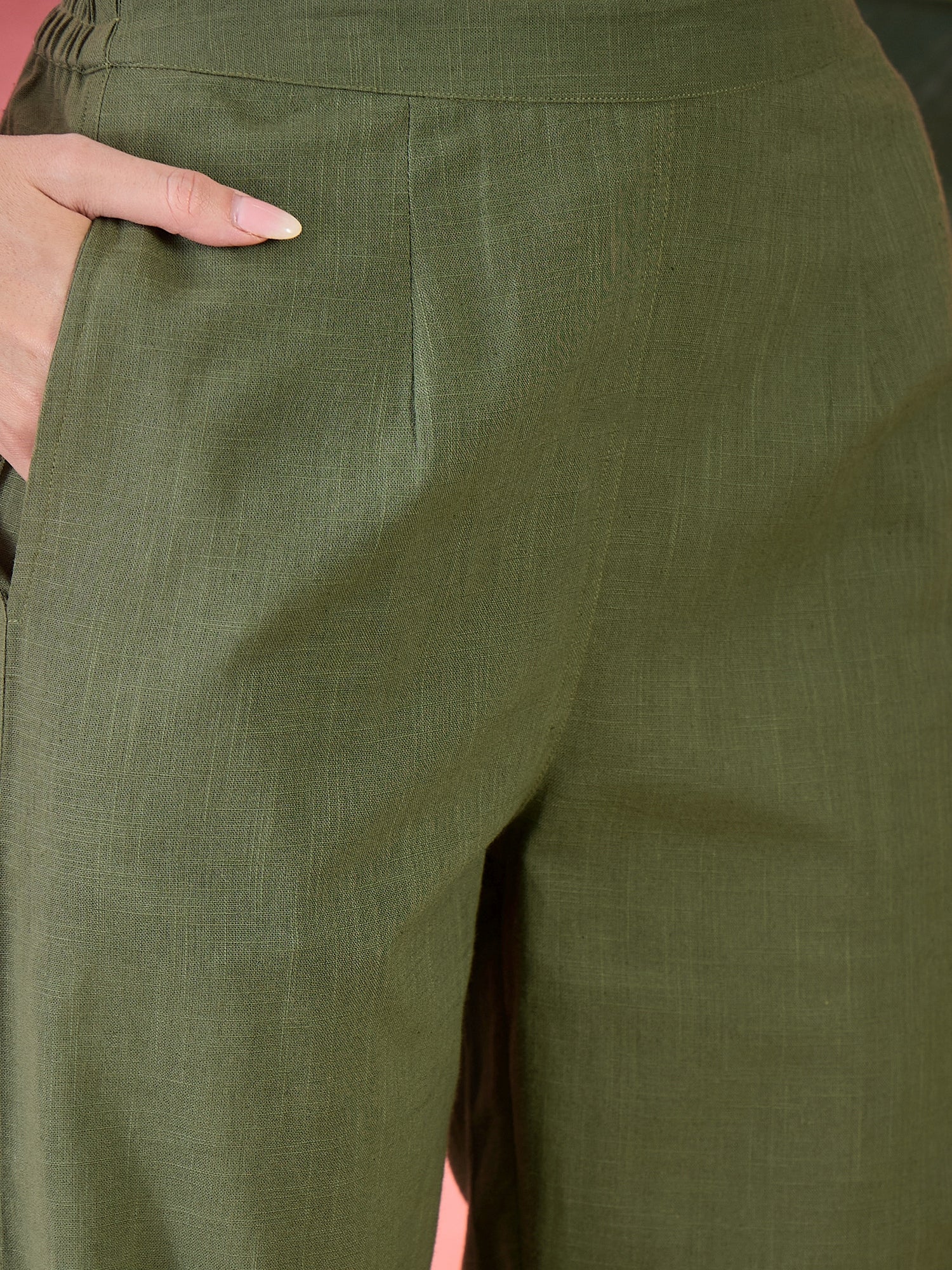 Brown Viscose Rayon Calf Length Round Neck Kurta set for Women