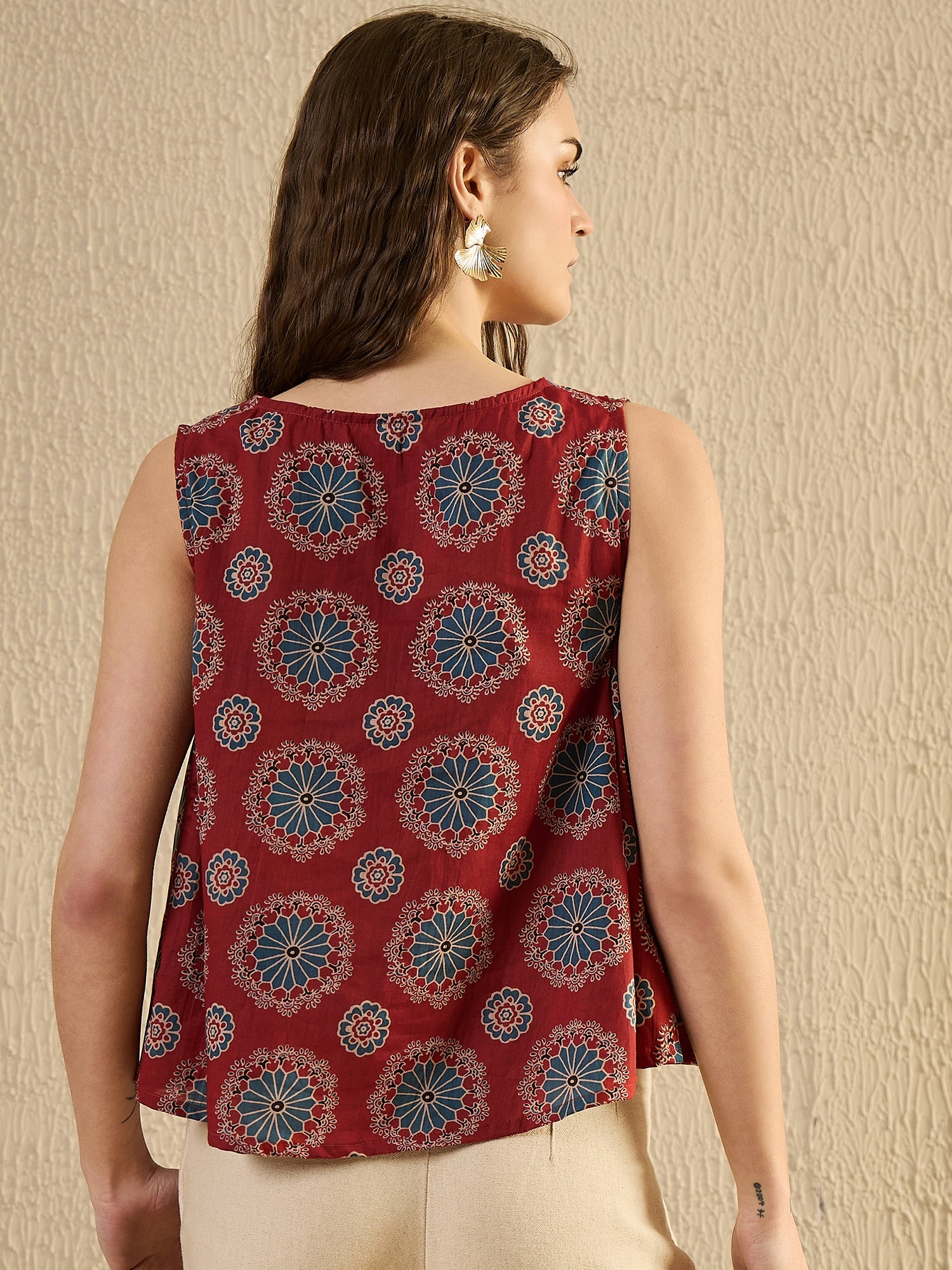 Red Ethnic Printed Top