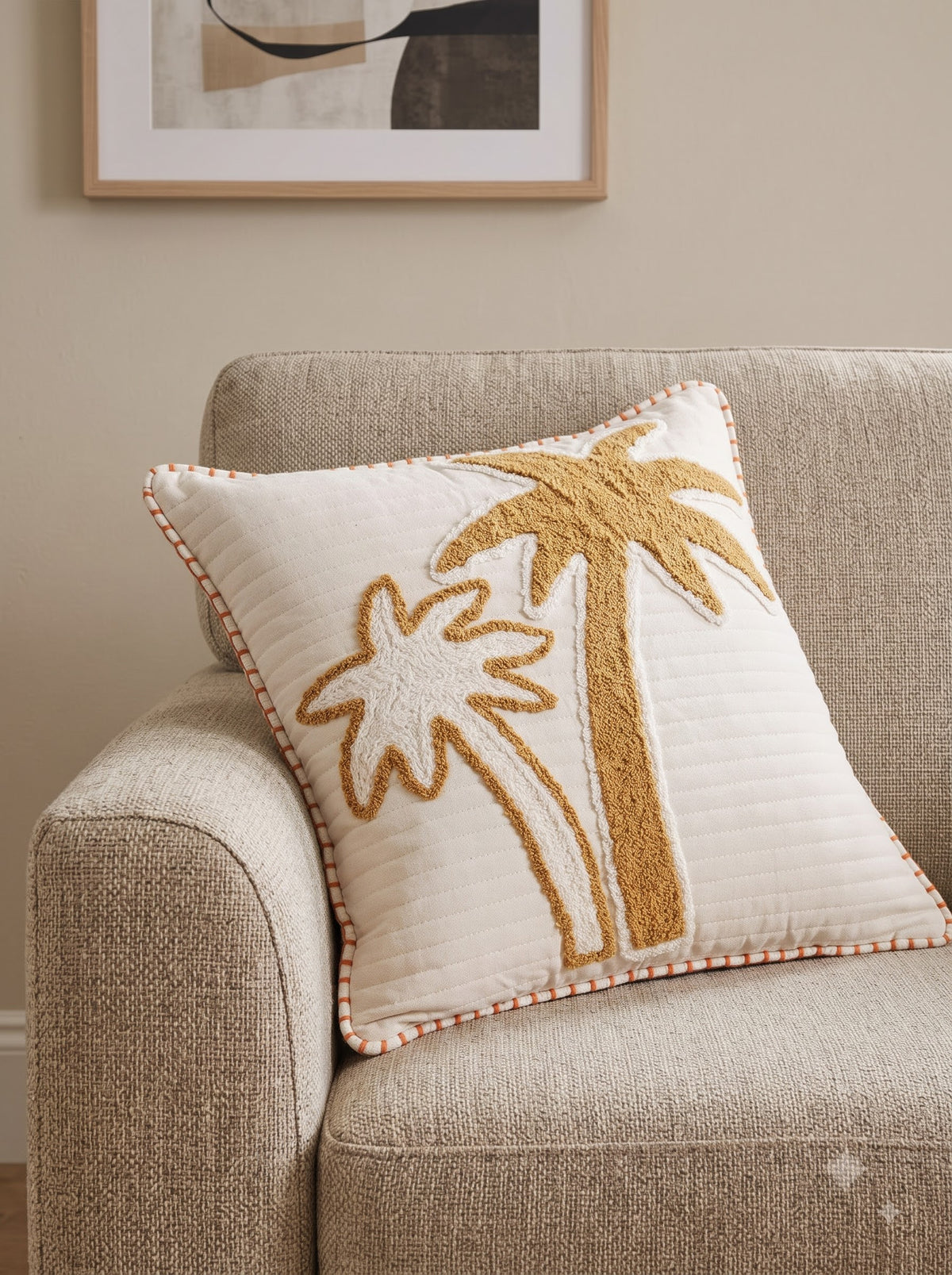 White Embroidered Textured Cotton Square Cushion Cover For Home Decor
