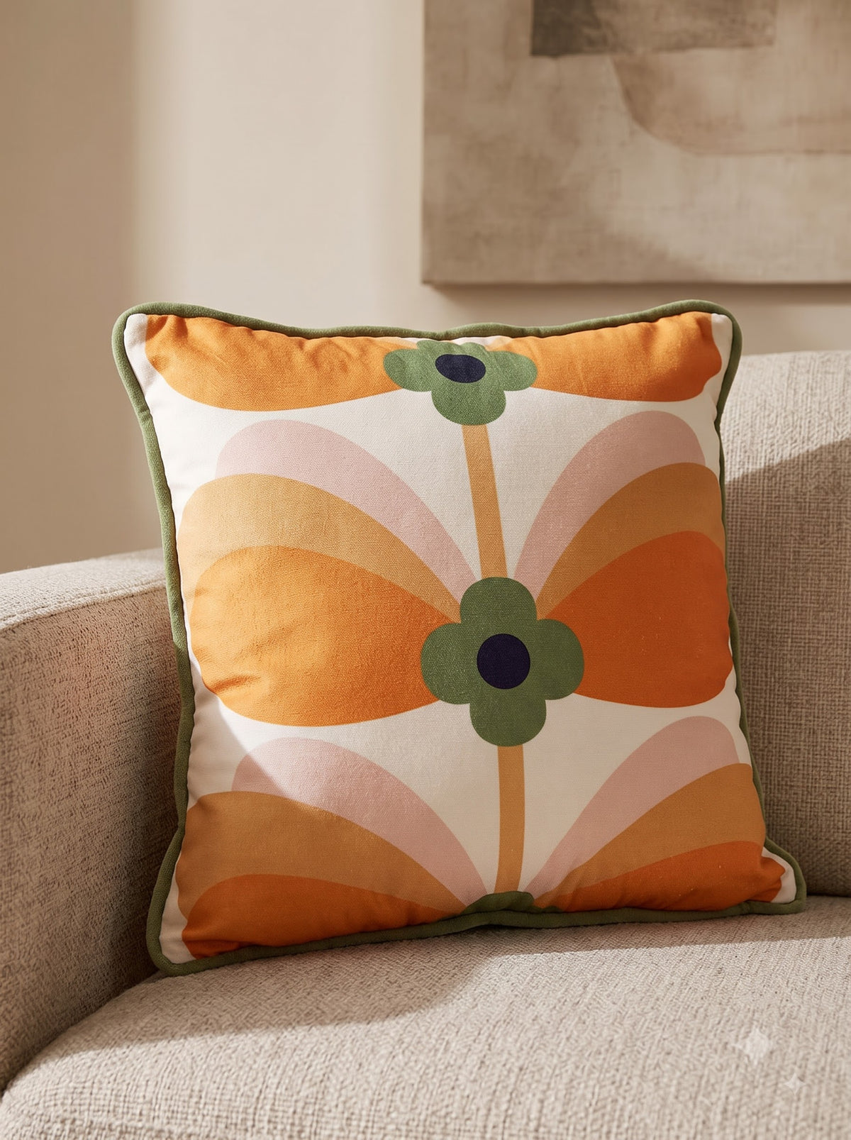 White Floral Embroidered Velvet Square Cushion Cover For Home Decor