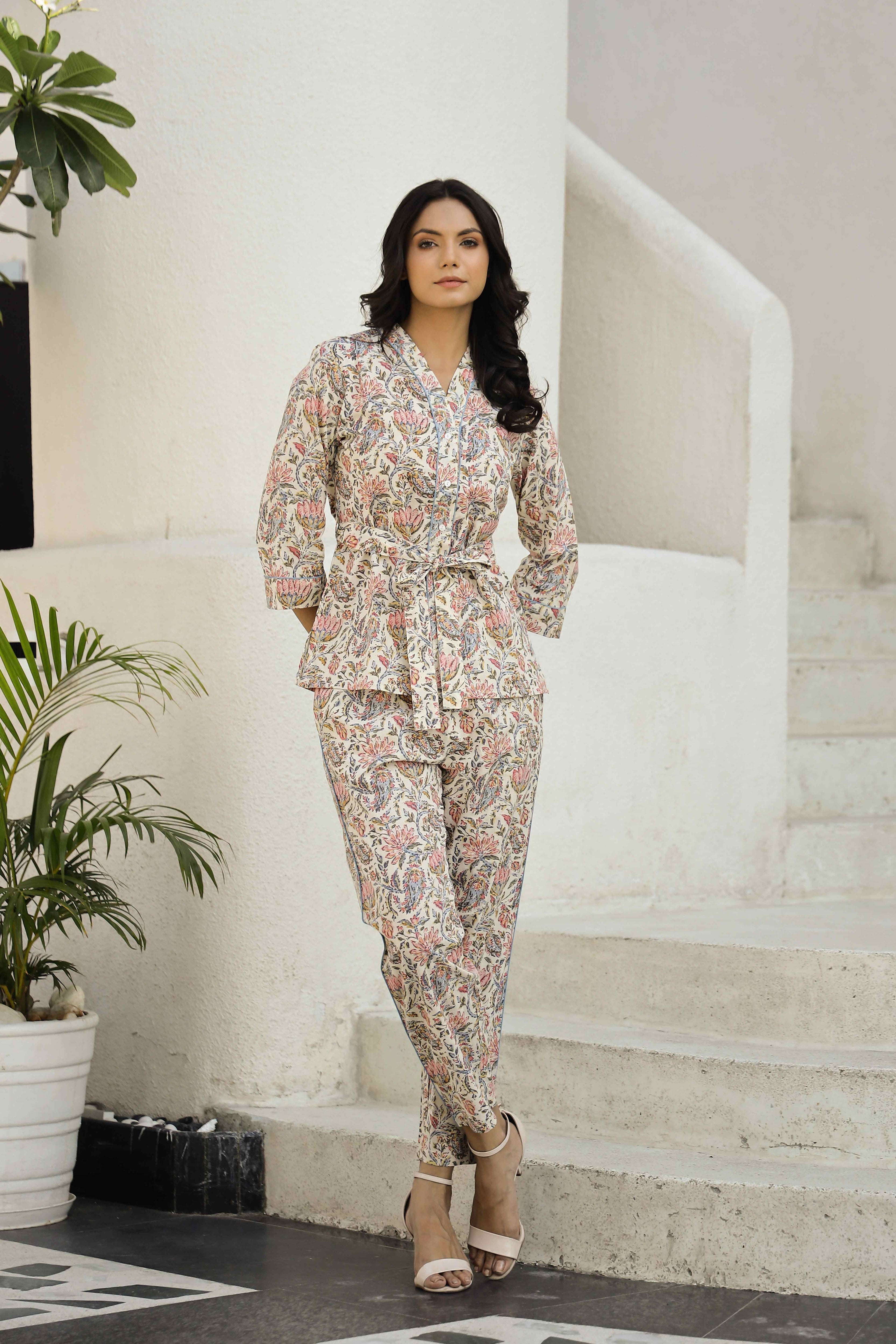 White & Pink Printed Co-Ord Set