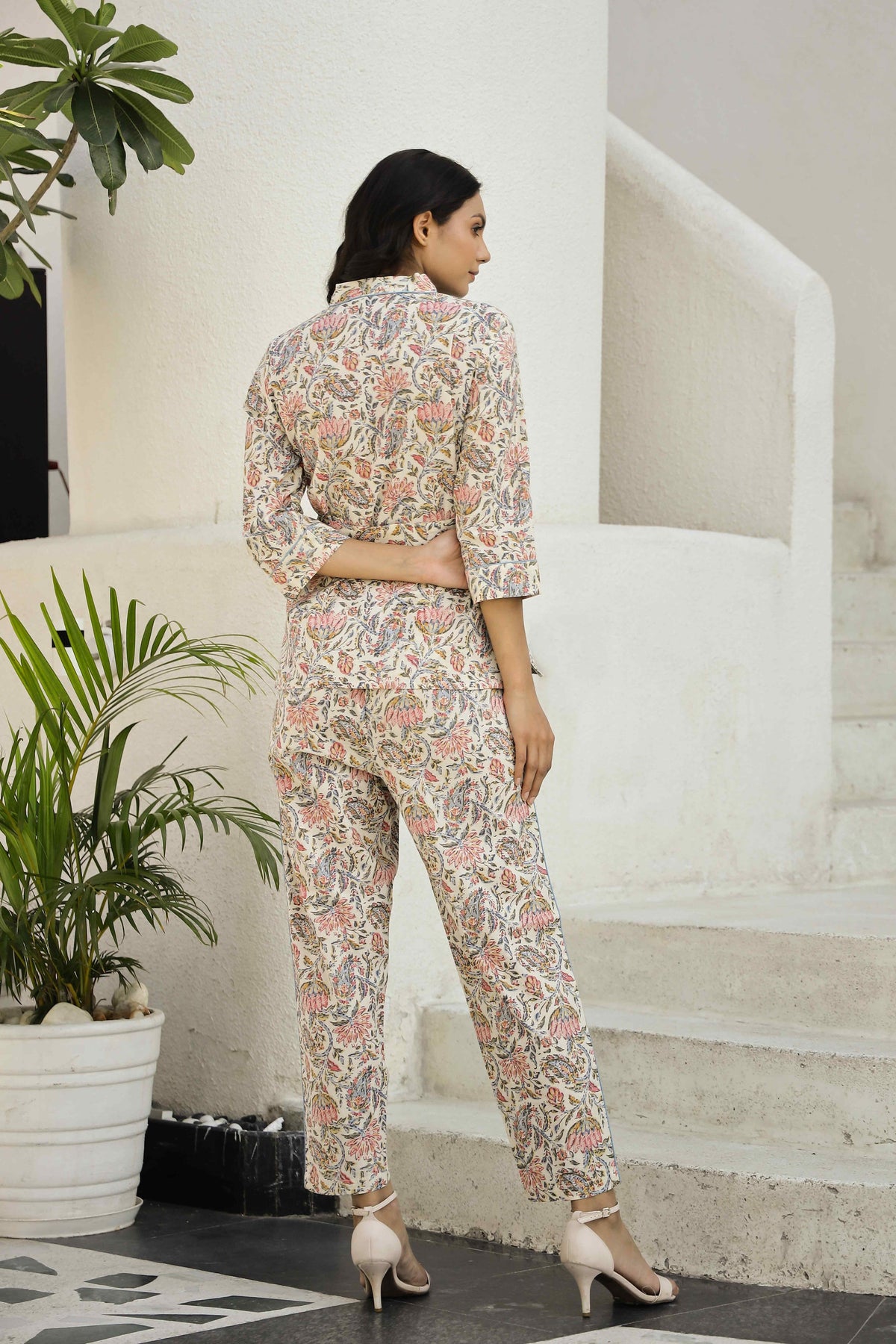 White & Pink Printed Co-Ord Set