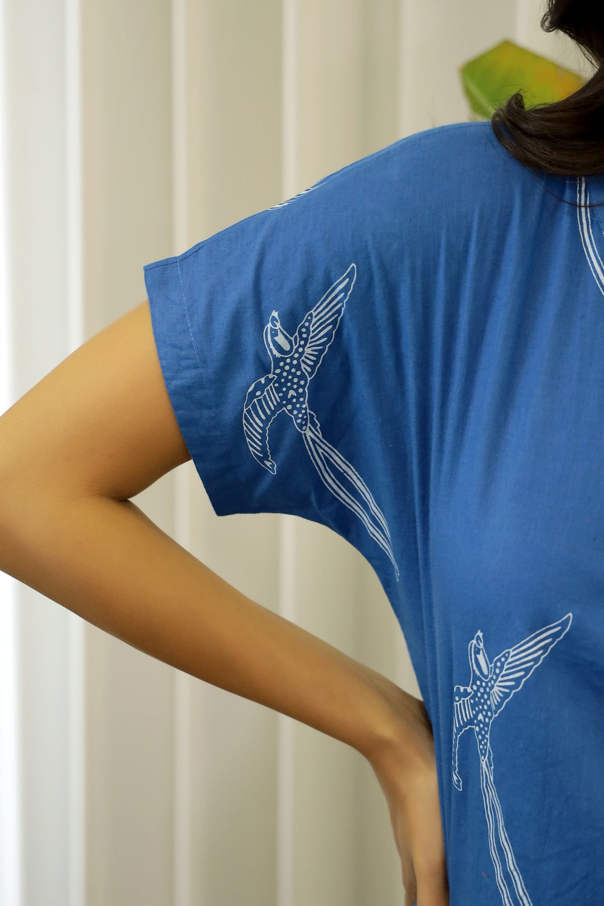 Blue Conversational Eagle Print Pure Cotton Night Suit Set For Women